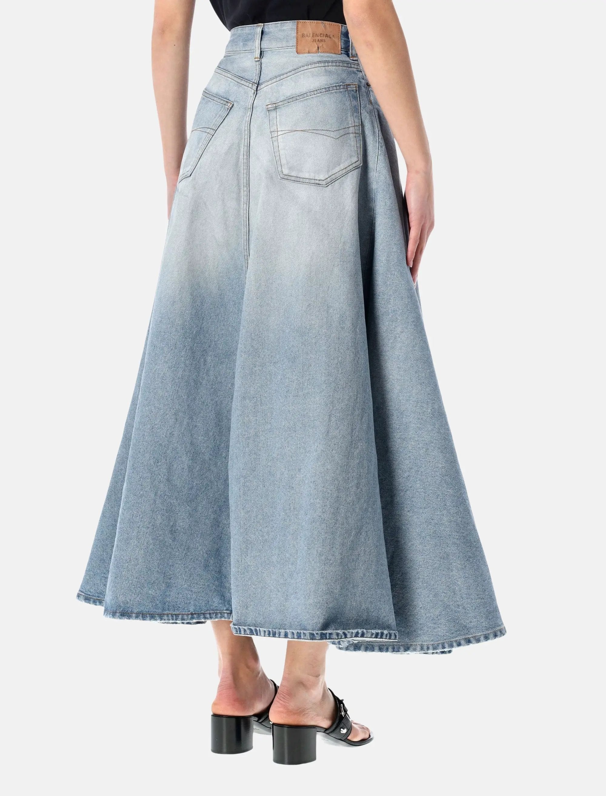 Оригінальна Godet Denim Maxi Skirt Balenciaga – вид ззаду