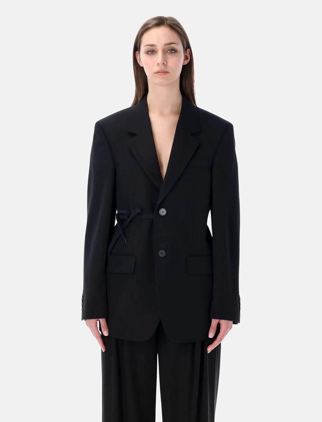 Black Wool Wrap Tailored Jacket Balenciaga оригінал – Купити в Україні – боковий вид