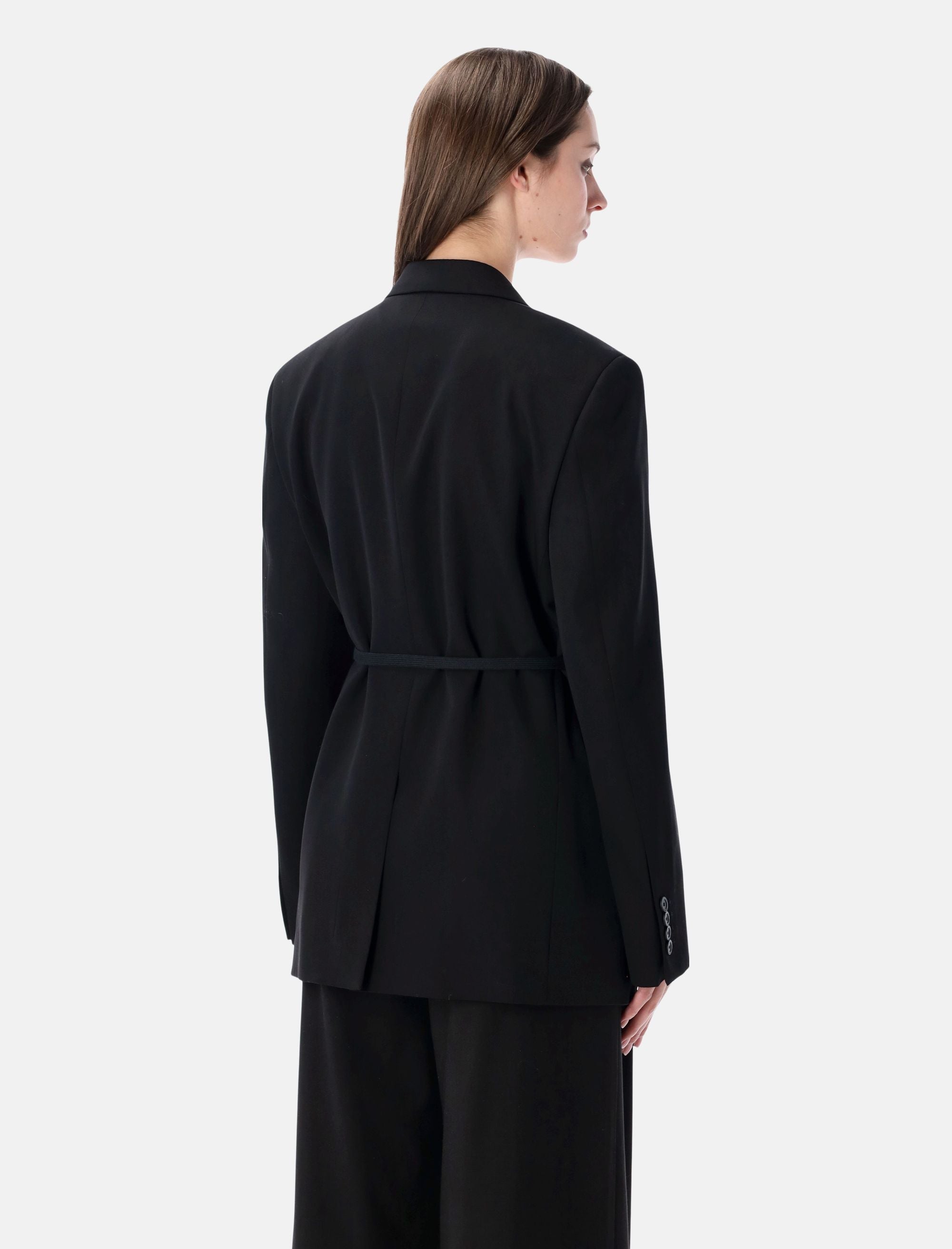 Black Wool Wrap Tailored Jacket Balenciaga оригінал – Купити в Україні – вид ззаду - BALENCIAGA