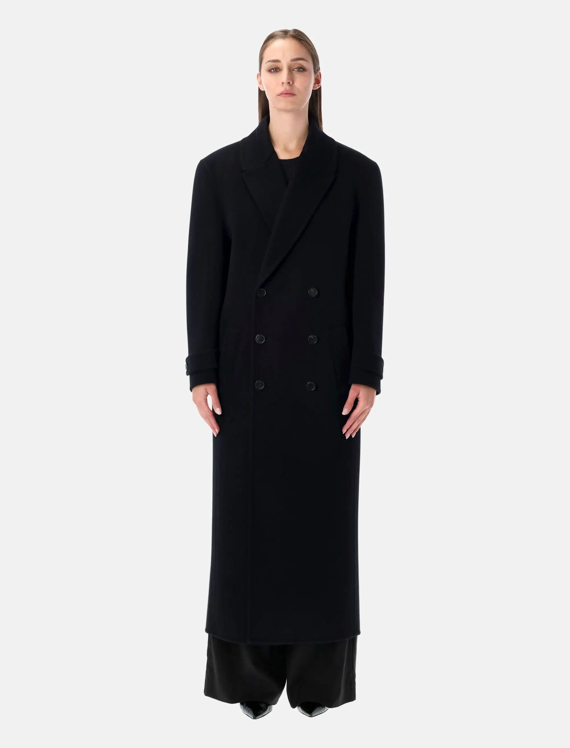 Long Cashmere Wool Double Breasted Coat Saint laurent оригінал – Купити в Україні – боковий вид