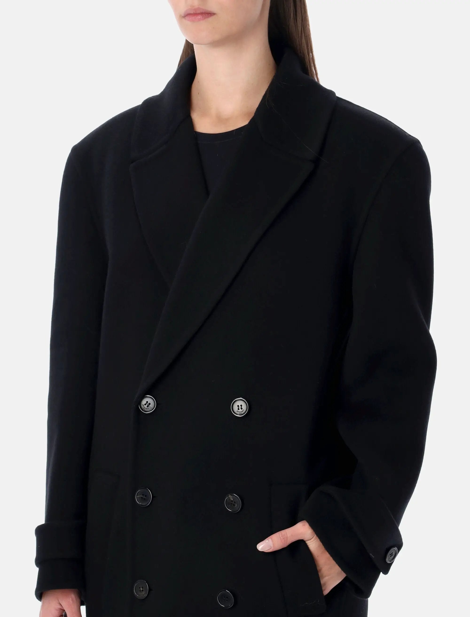 Long Cashmere Wool Double Breasted Coat Saint laurent оригінал – Купити в Україні – детальний вид