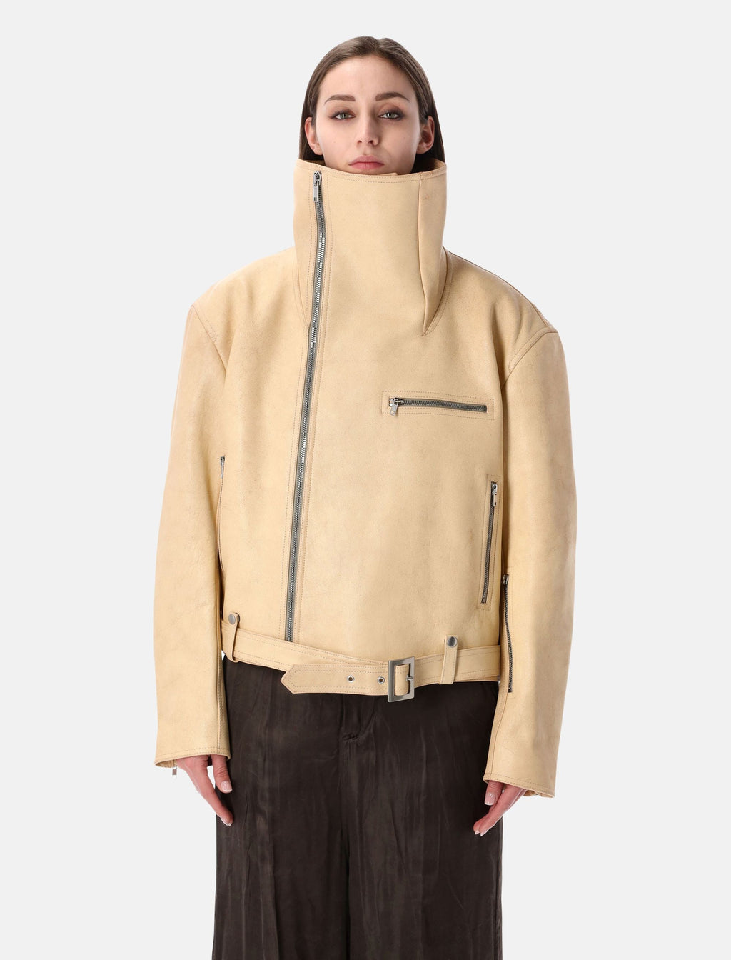 Biker Jumbo Stooges Leather Jacket Rick owens – Гарантія оригінальності – боковий вид