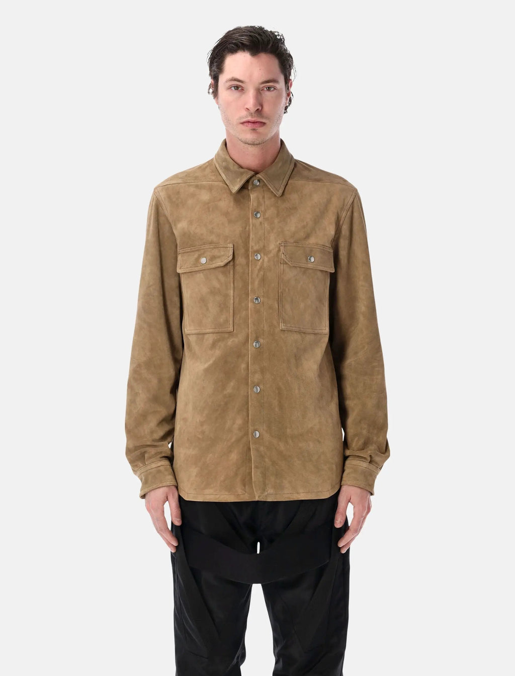 Sumi Brown Suede Outershirt Rick owens оригінал – Купити в Україні – боковий вид