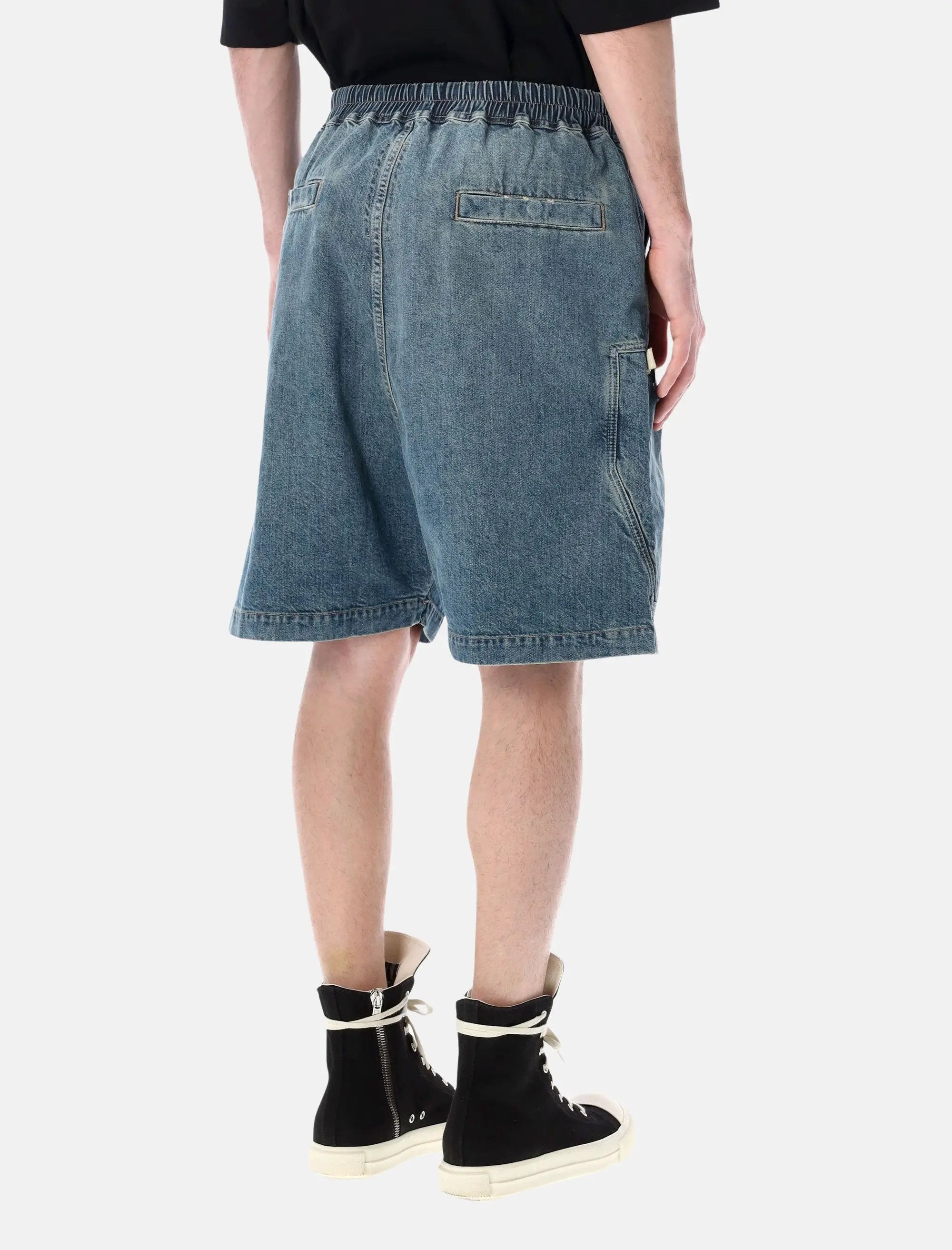 Indigo Denim Bauhaus Pods Cargo Shorts Rick owens – Гарантія оригінальності – вид ззаду