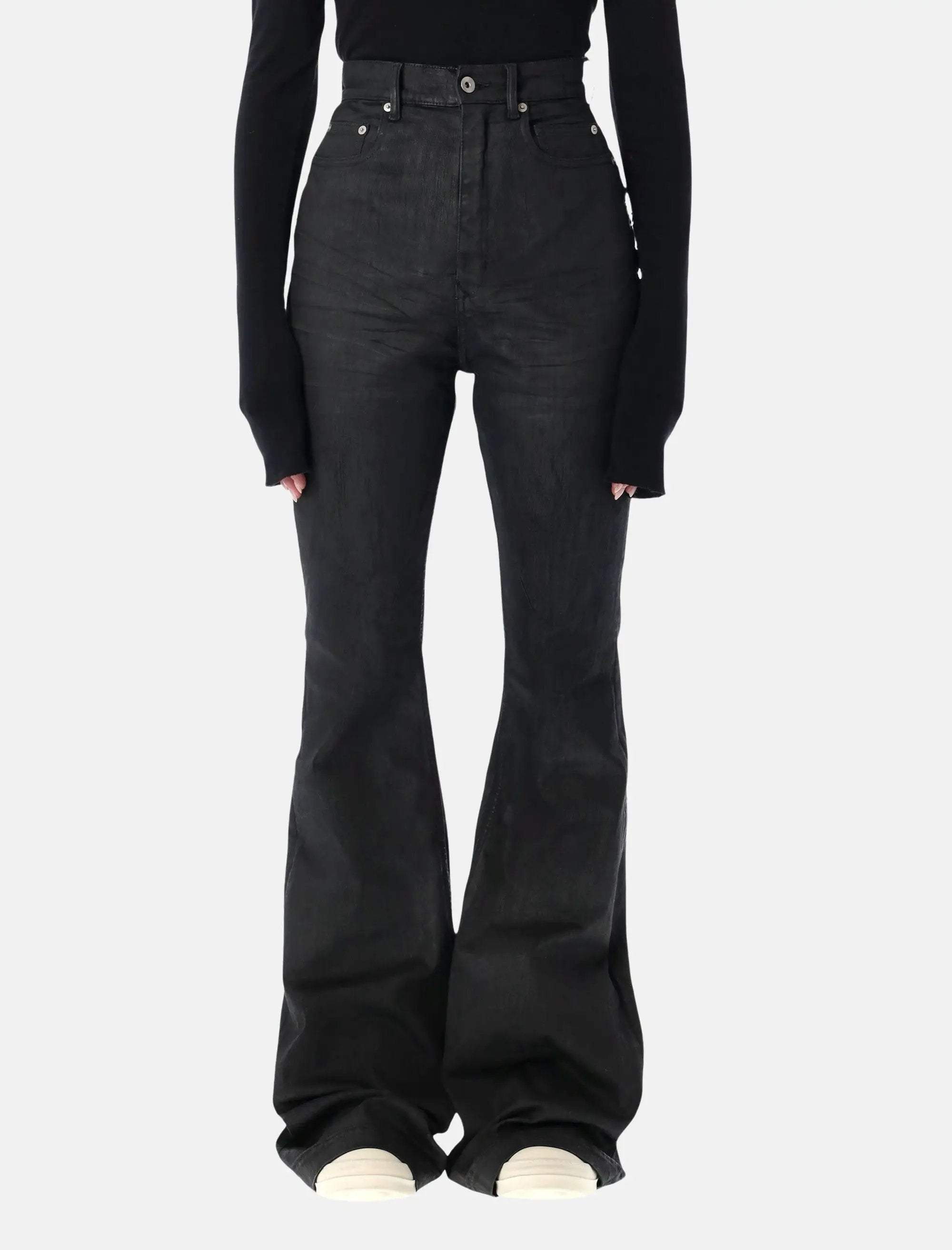 Bolan Bootcut Black Waxed Jeans Rick owens оригінал – Купити в Україні – боковий вид