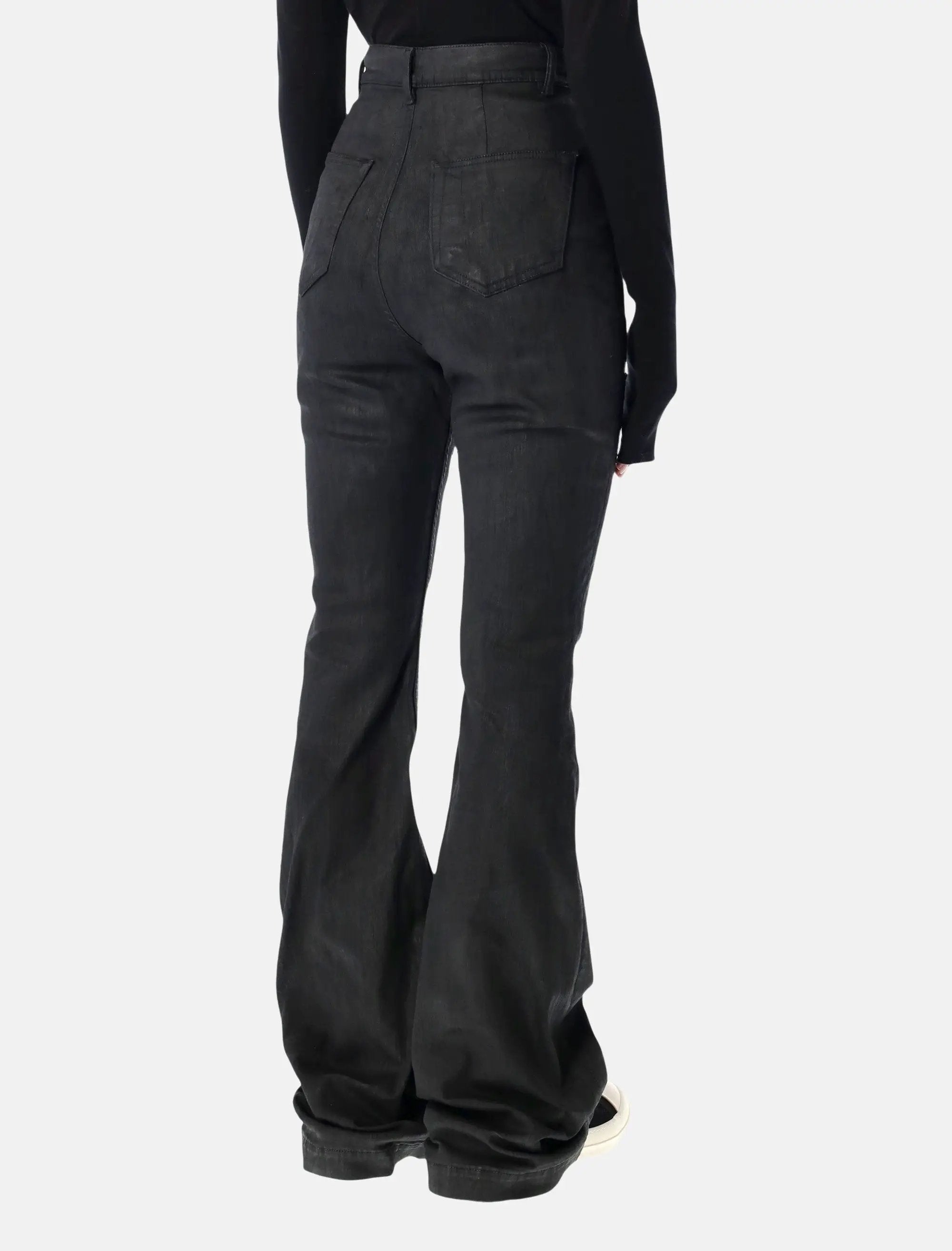 Bolan Bootcut Black Waxed Jeans Rick owens оригінал – Купити в Україні – вид ззаду