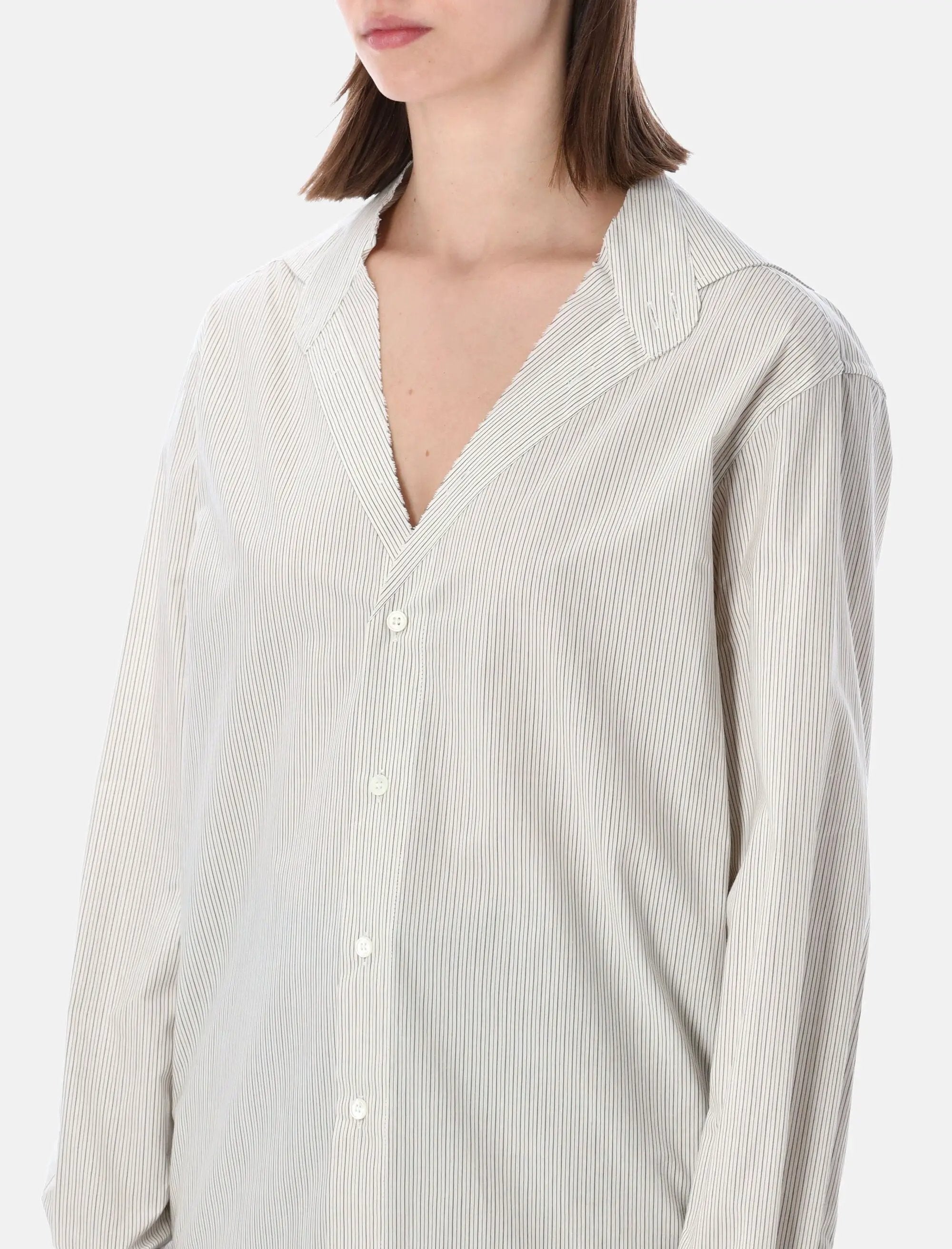 Striped Collarless Cotton Shirt Maison margiela оригінал – Купити в Україні – детальний вид