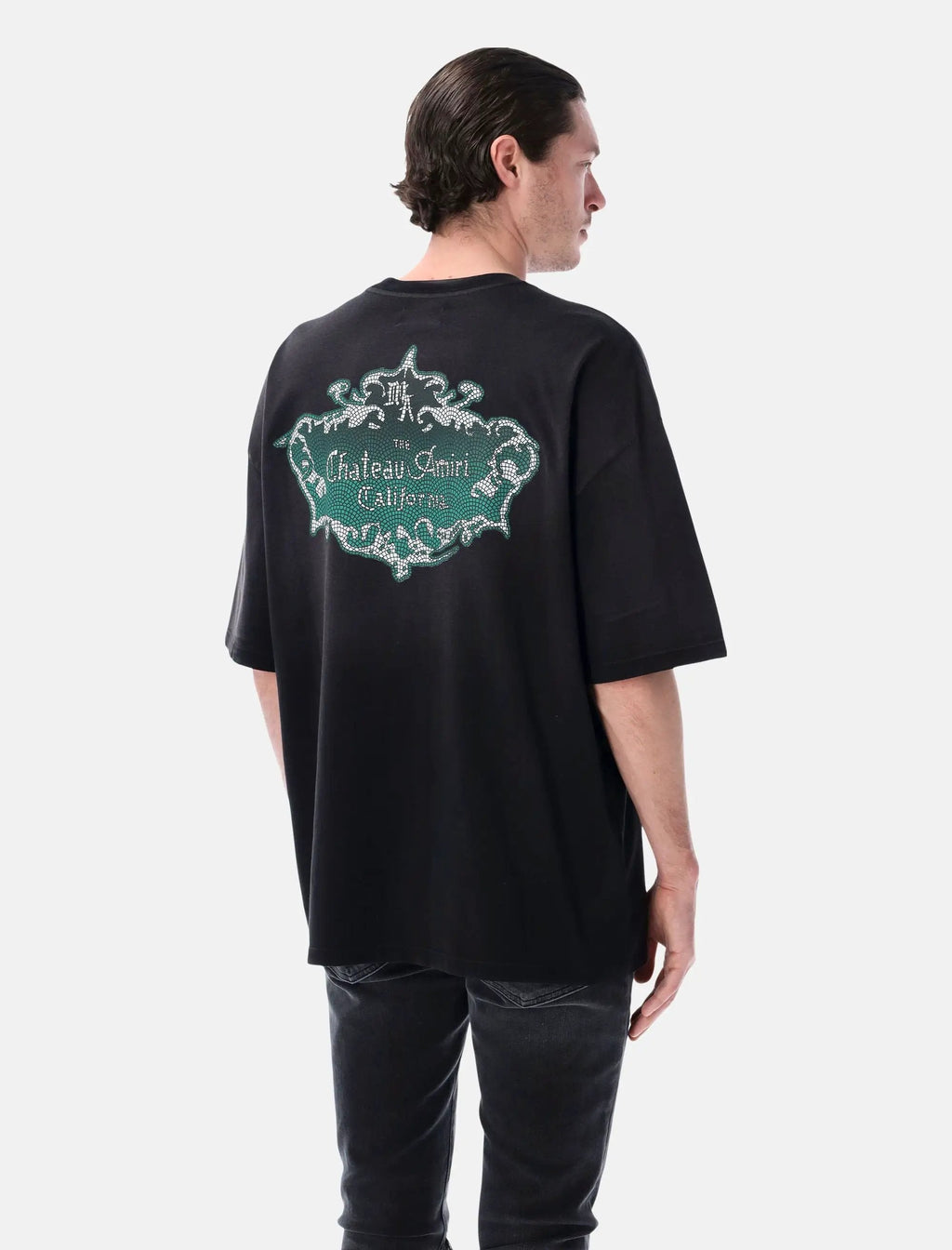 Black Chateau Crest Oversized Tee Amiri – Гарантія оригінальності – вид ззаду