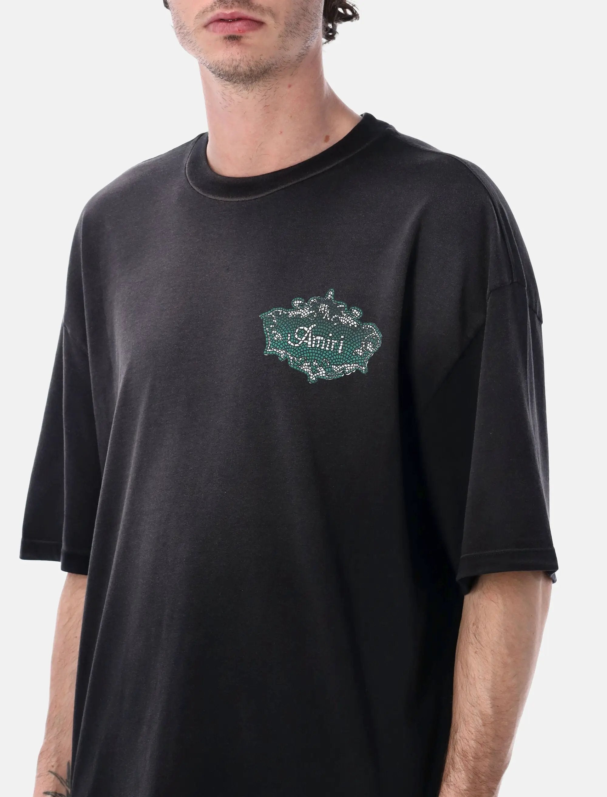 Black Chateau Crest Oversized Tee Amiri – Гарантія оригінальності – детальний вид