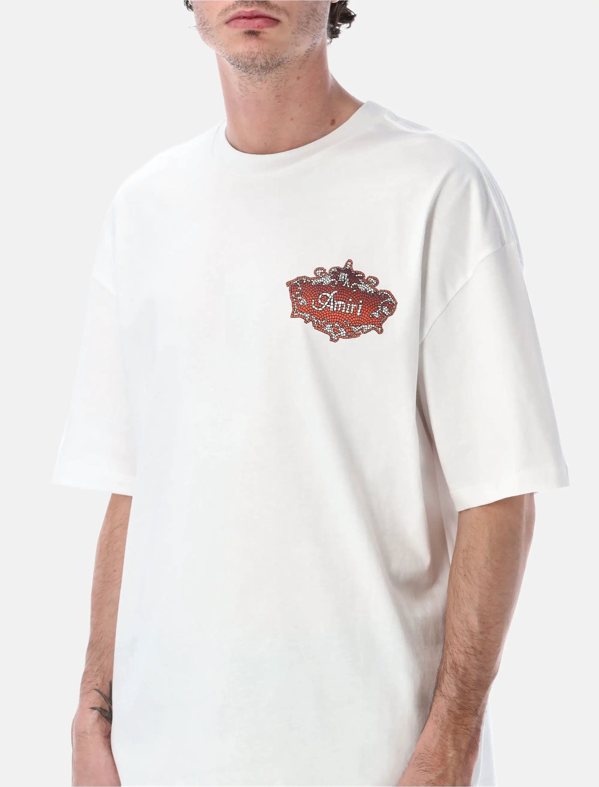 White Chateau Crest Oversized Tee Amiri – Гарантія оригінальності – детальний вид
