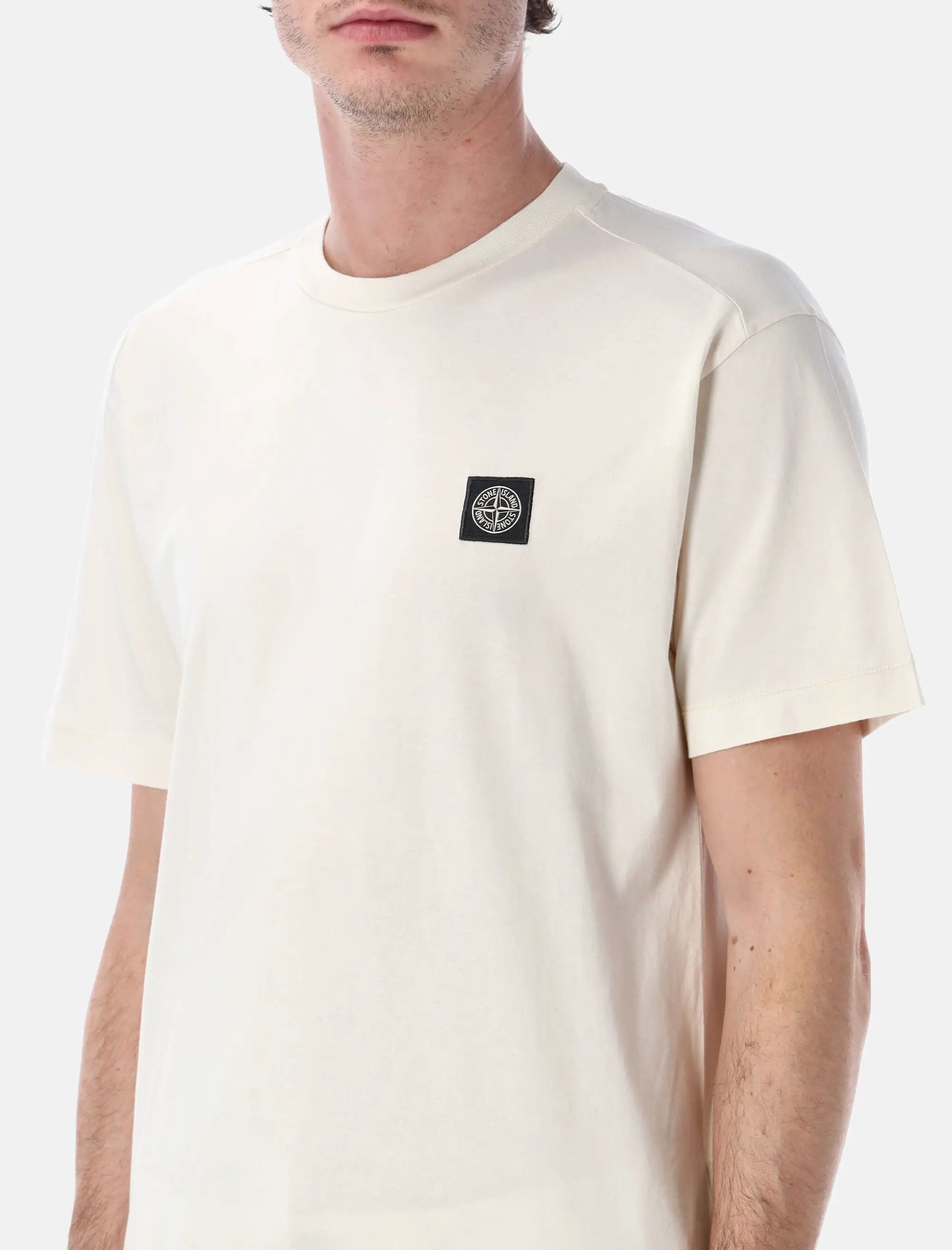 Cotton Jersey T Shirt With Compass Patch Stone island – Гарантія оригінальності – детальний вид