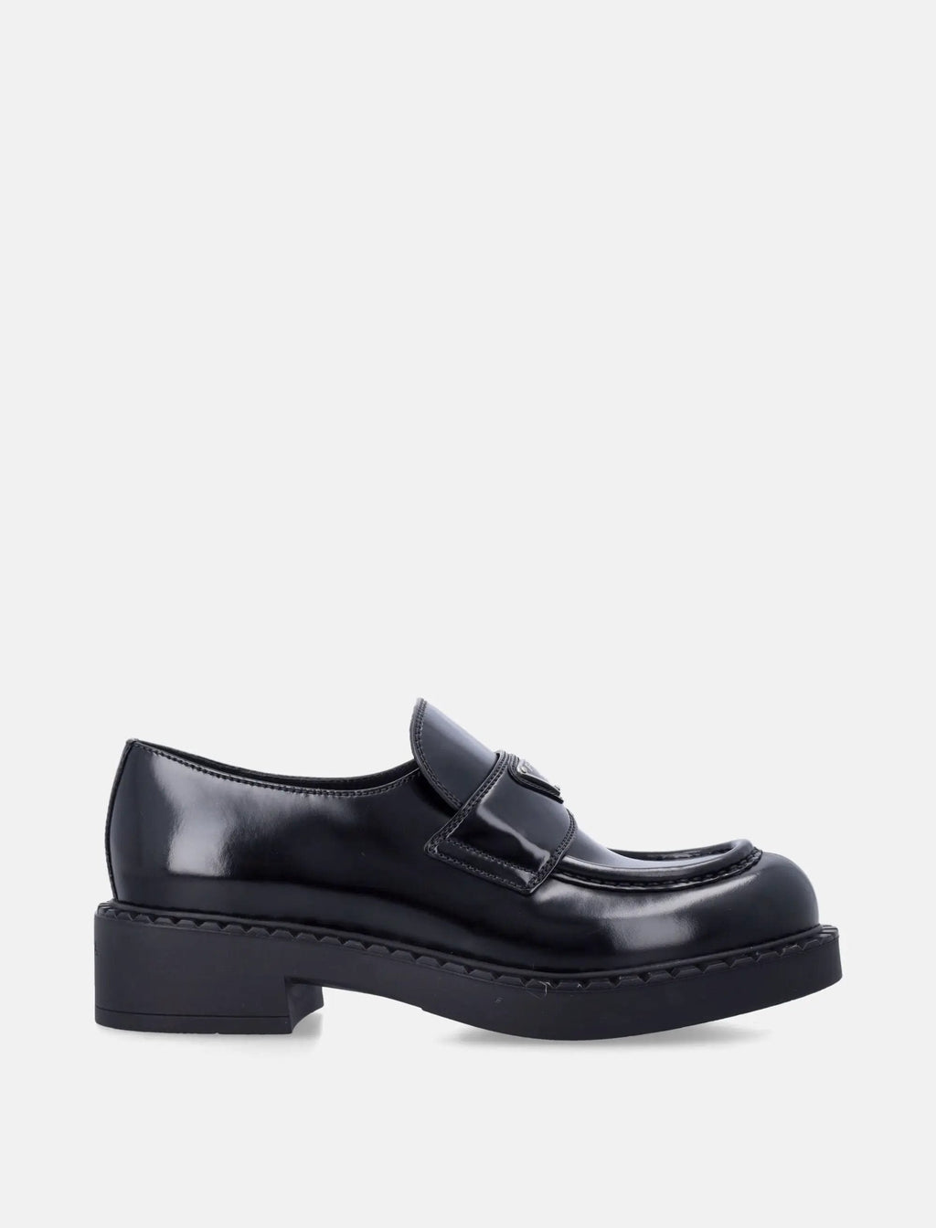 Оригінальна Chocolate Brushed Leather Loafers Prada – боковий вид