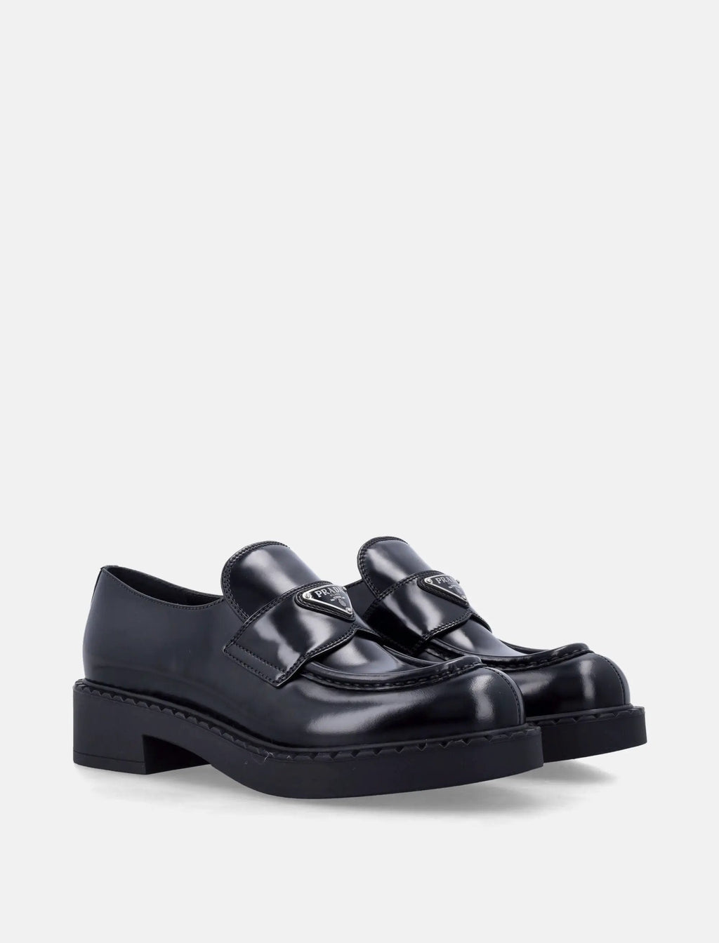 Оригінальна Chocolate Brushed Leather Loafers Prada – вид ззаду