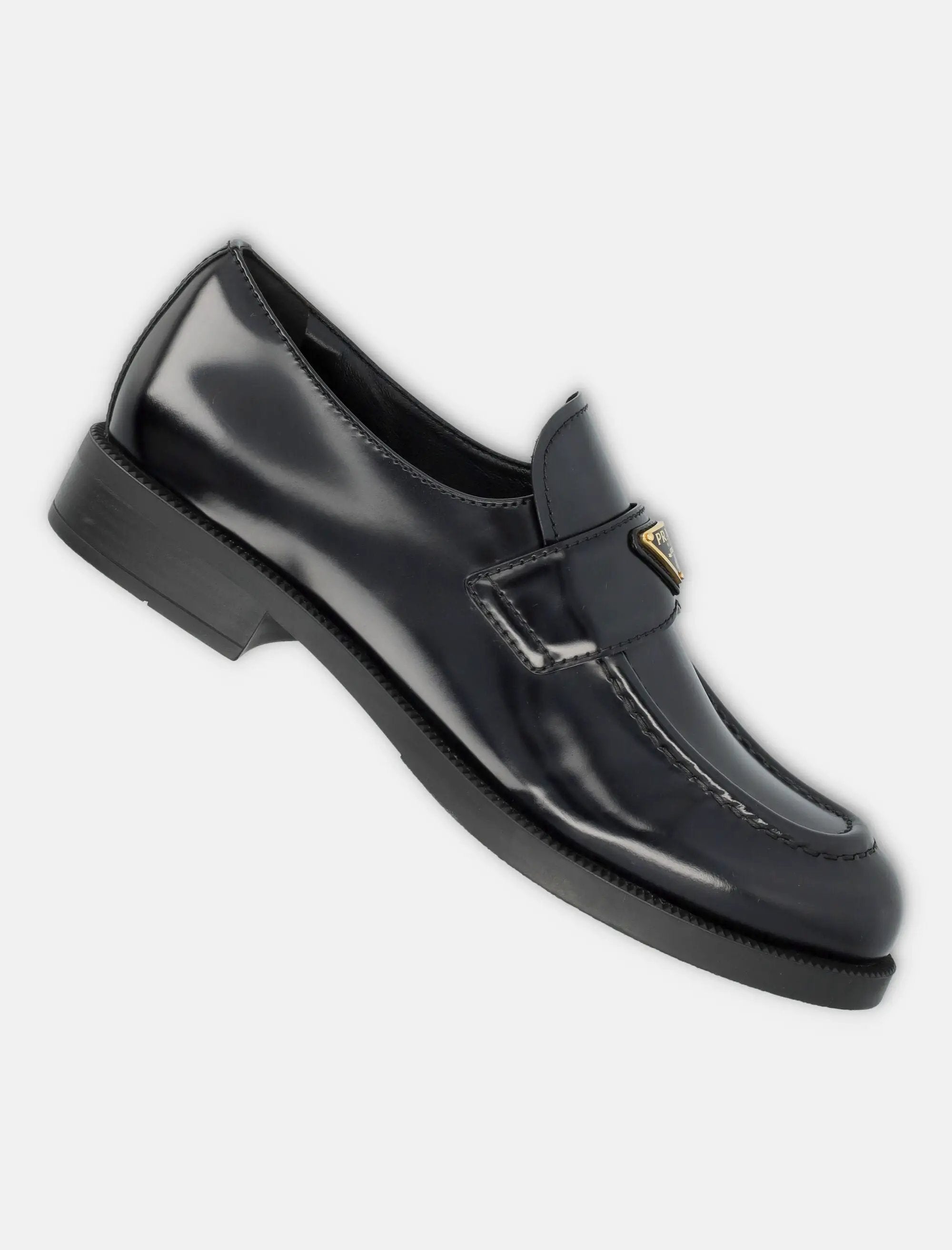 Brushed Leather Loafers With Logo Prada – Гарантія оригінальності – детальний вид