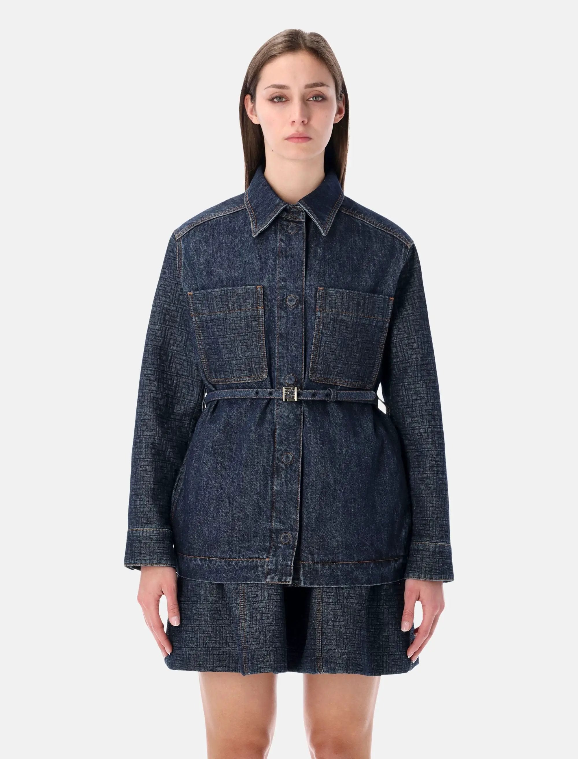Оригінальна Dark Blue Denim Go To Jacket Fendi – боковий вид