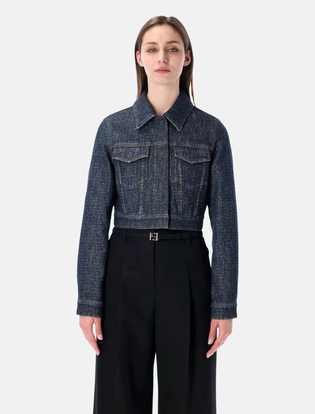 Cropped Padded Denim Jacket Fendi – Гарантія оригінальності – боковий вид