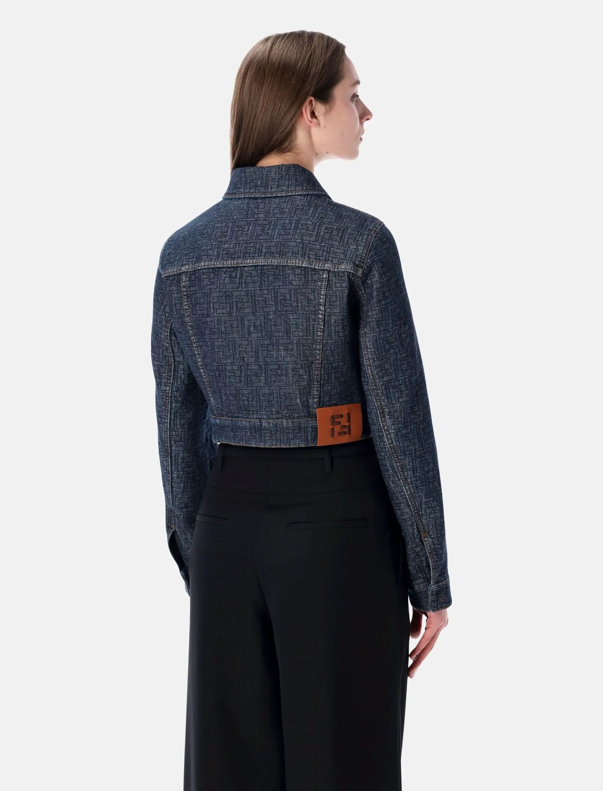 Cropped Padded Denim Jacket Fendi – Гарантія оригінальності – вид ззаду