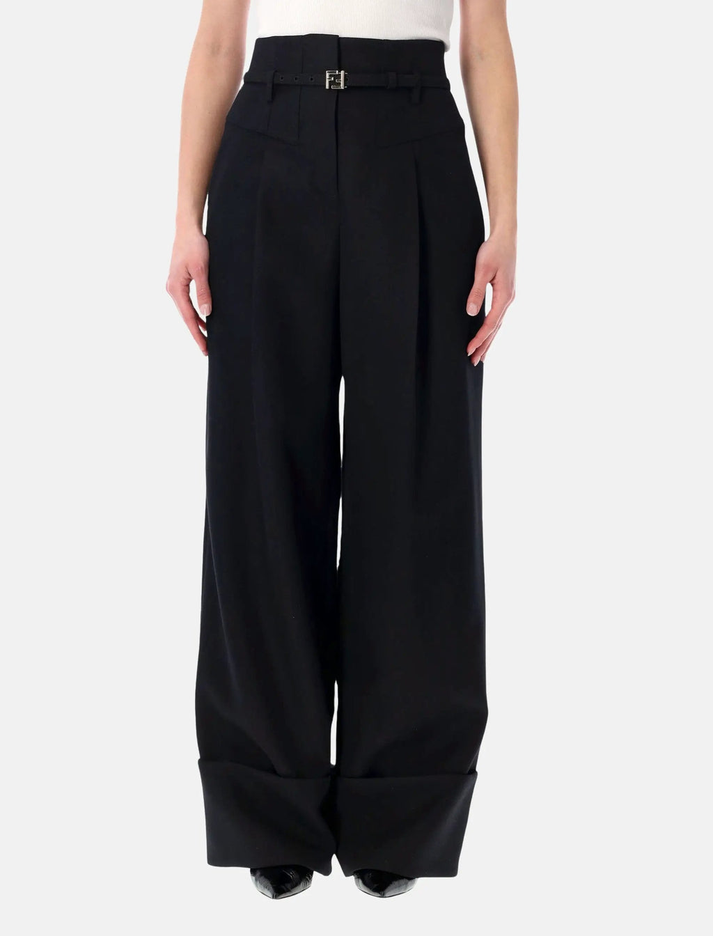 Оригінальна Black Grain De Poudre Wool Pants Fendi – боковий вид