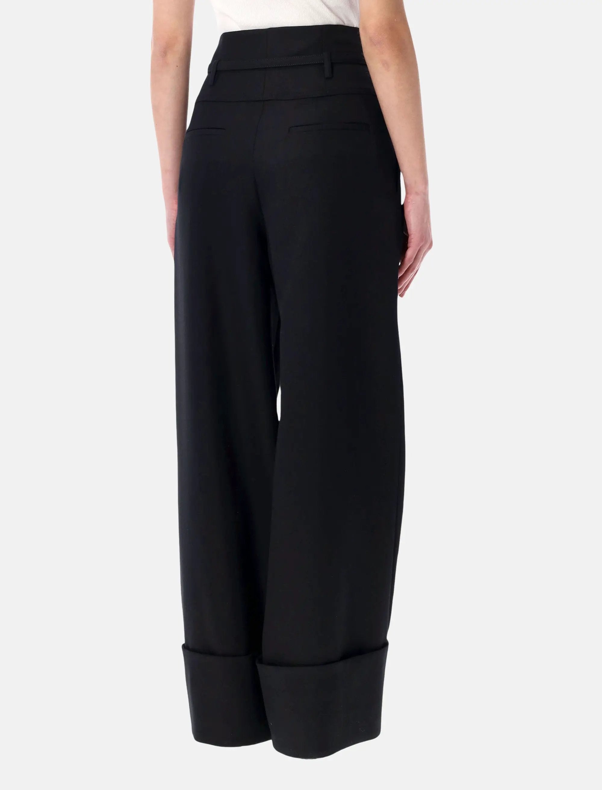 Оригінальна Black Grain De Poudre Wool Pants Fendi – вид ззаду