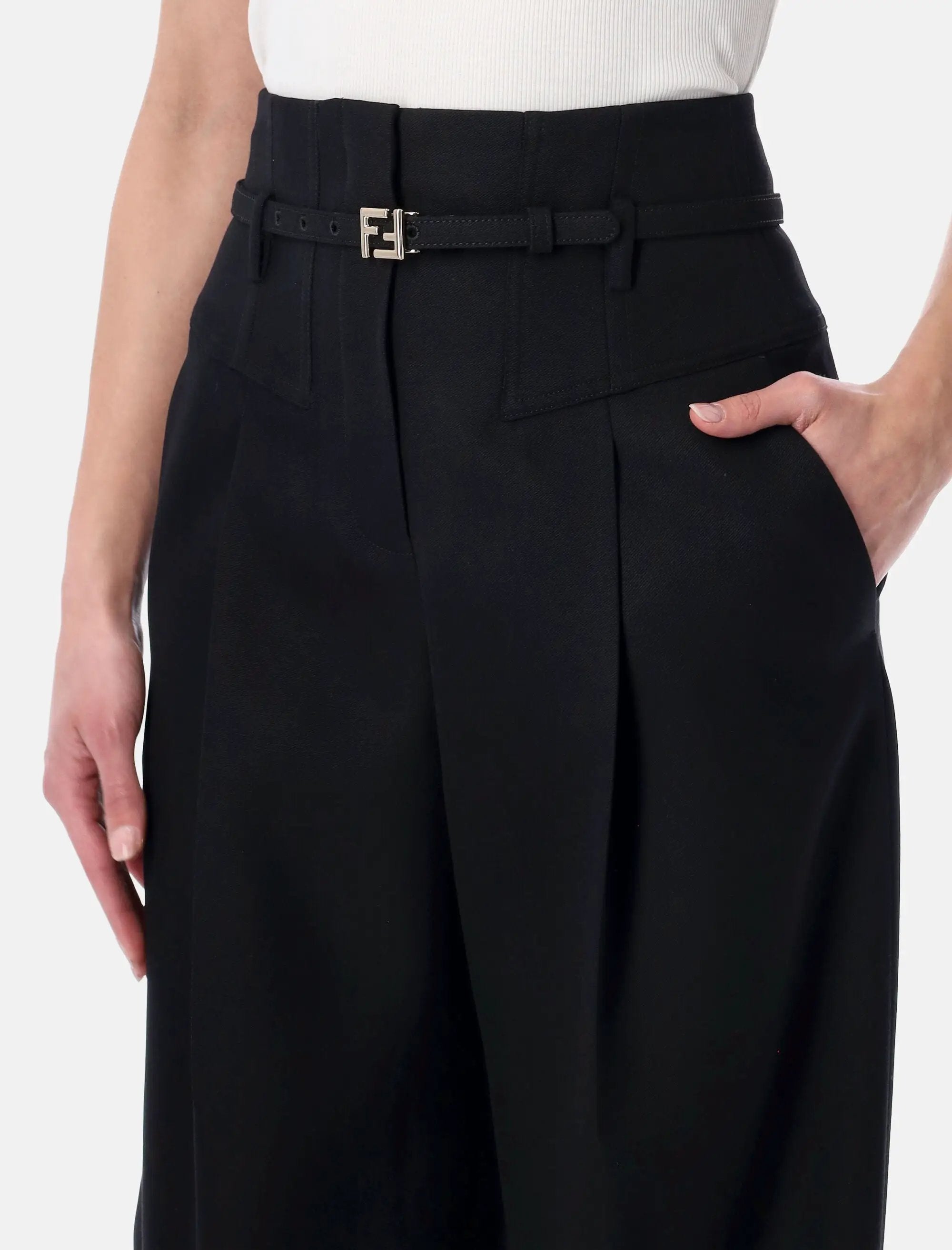 Оригінальна Black Grain De Poudre Wool Pants Fendi – детальний вид