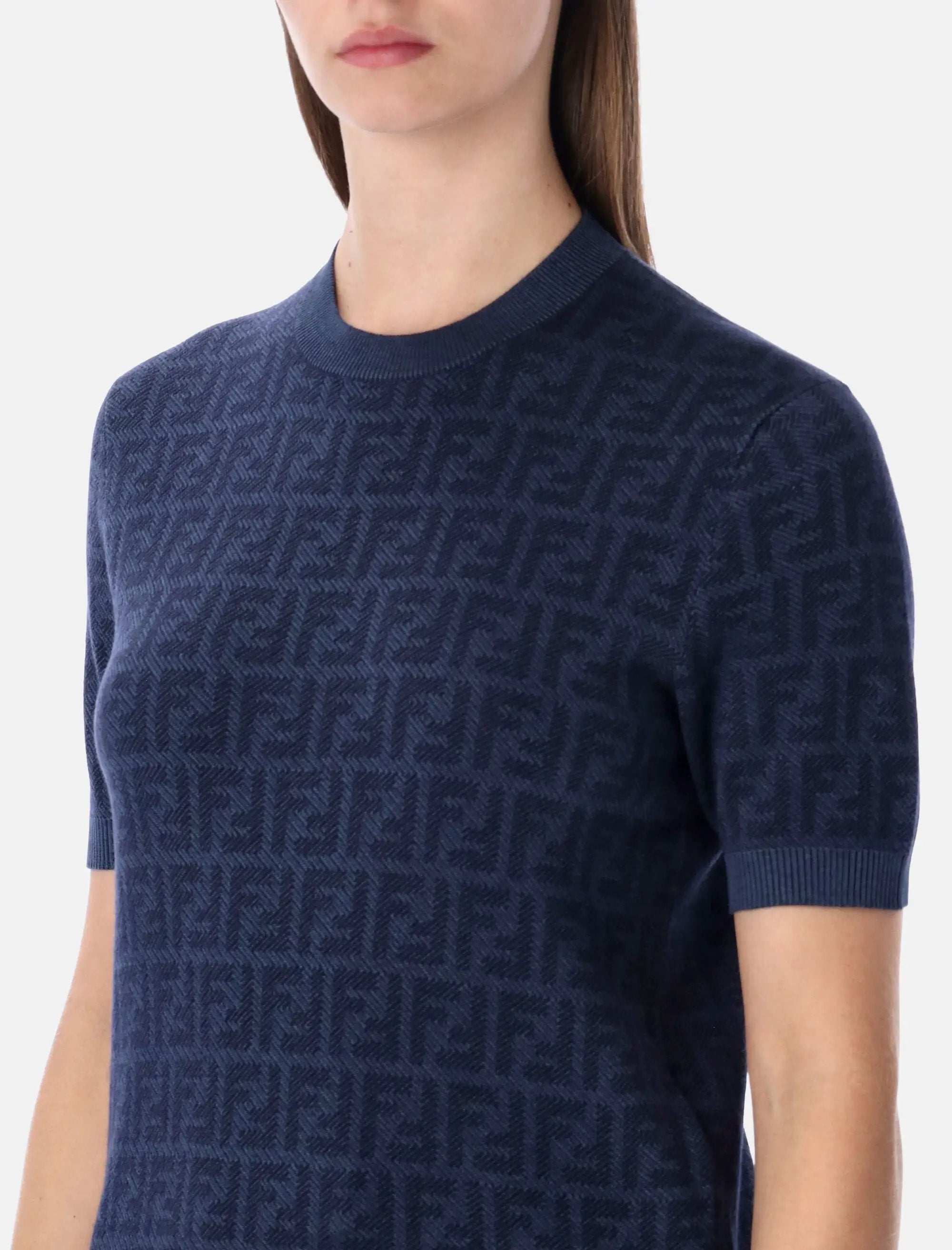 Ff Wool Silk Jacquard Jumper Fendi – Гарантія оригінальності – детальний вид