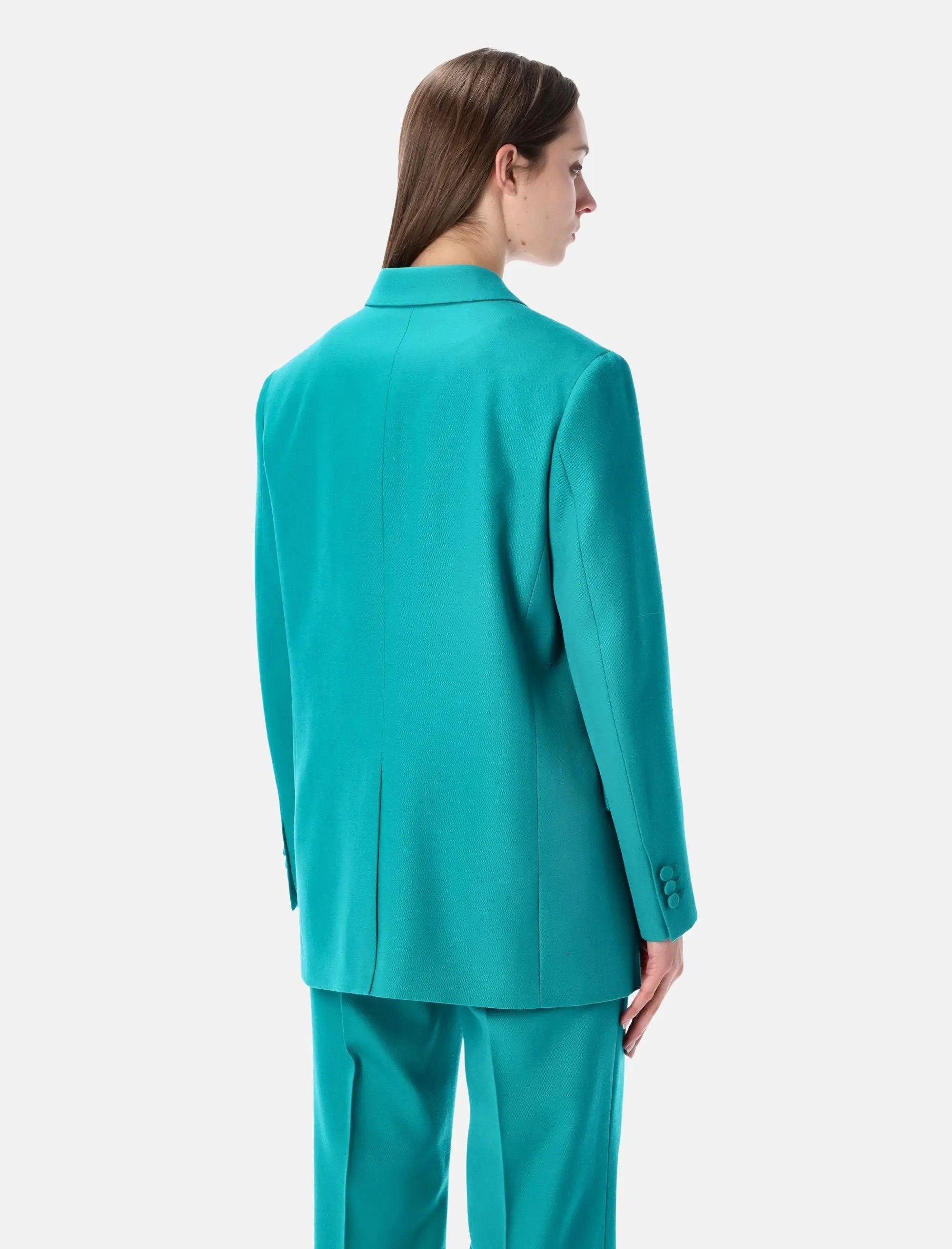 Turquoise Wool Double Breasted Blazer Fendi оригінал – Купити в Україні – вид ззаду
