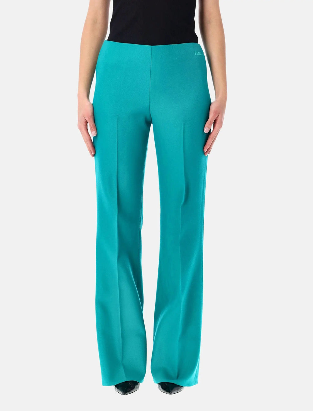 Turquoise Wool Flared Trousers Fendi оригінал – Купити в Україні – боковий вид