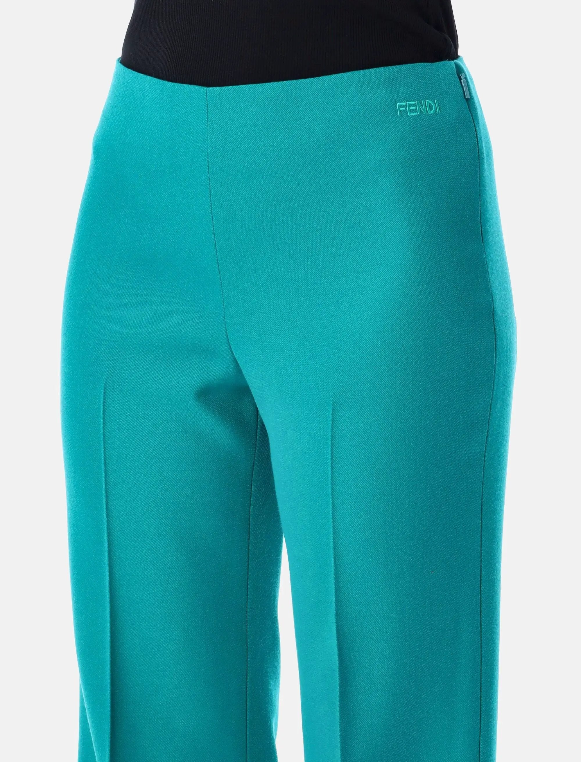 Turquoise Wool Flared Trousers Fendi оригінал – Купити в Україні – детальний вид