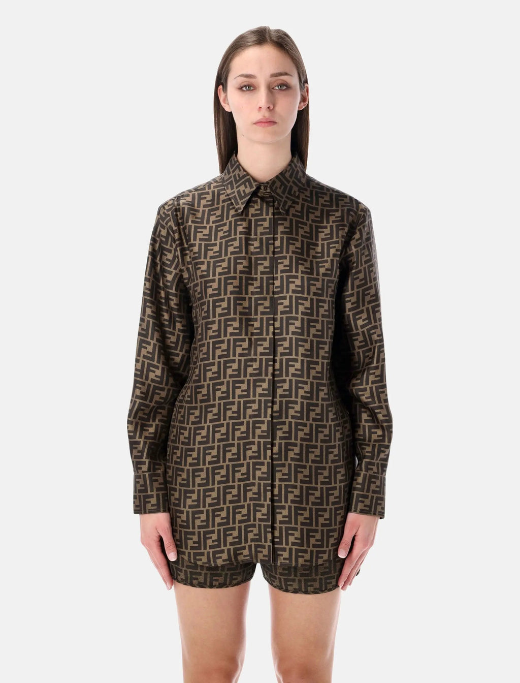 Ff Silk Jacquard Oversized Shirt Fendi – Гарантія оригінальності – боковий вид