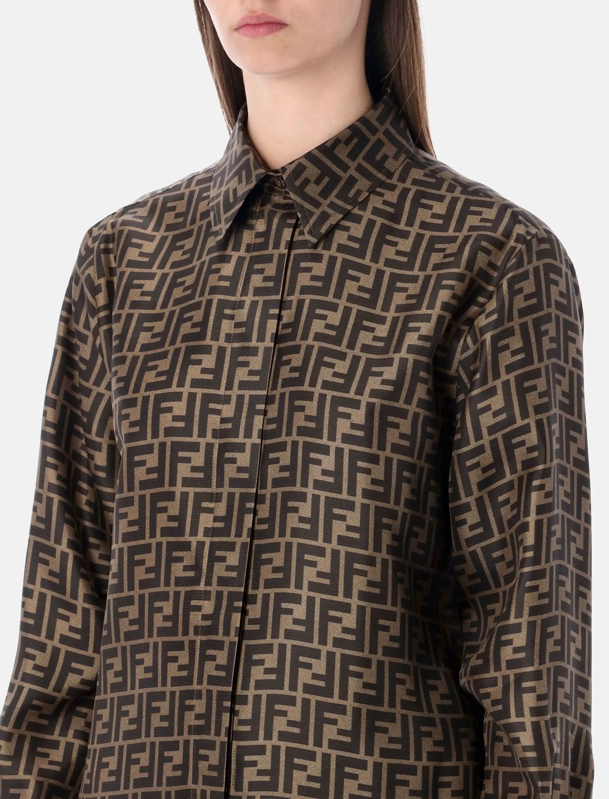 Ff Silk Jacquard Oversized Shirt Fendi – Гарантія оригінальності – детальний вид