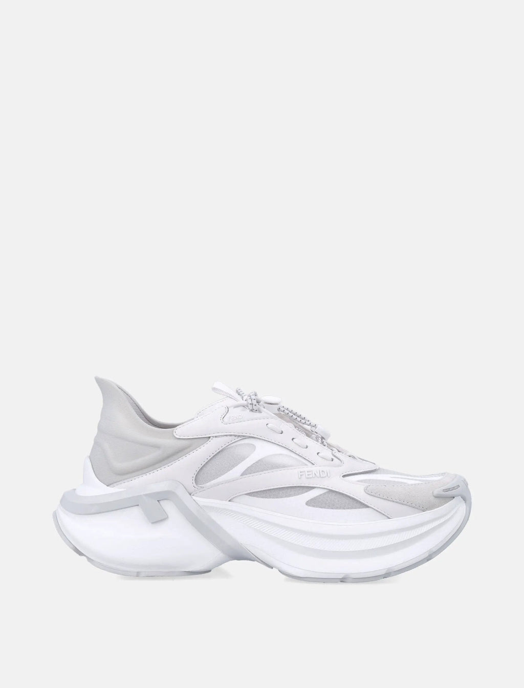 Оригінальна F Light White Leather And Mesh Womans Sneakers Fendi – боковий вид