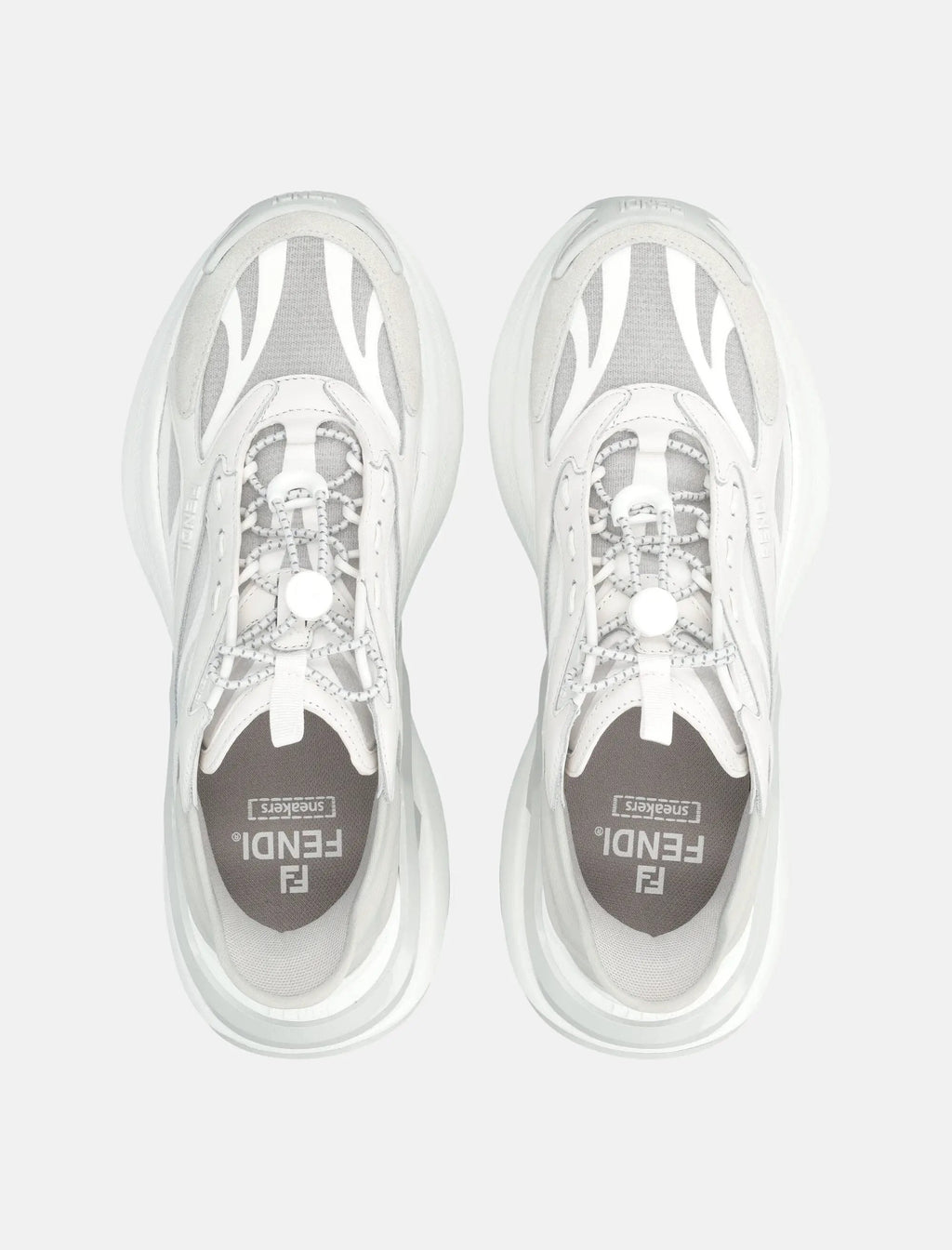Оригінальна F Light White Leather And Mesh Womans Sneakers Fendi – вид ззаду