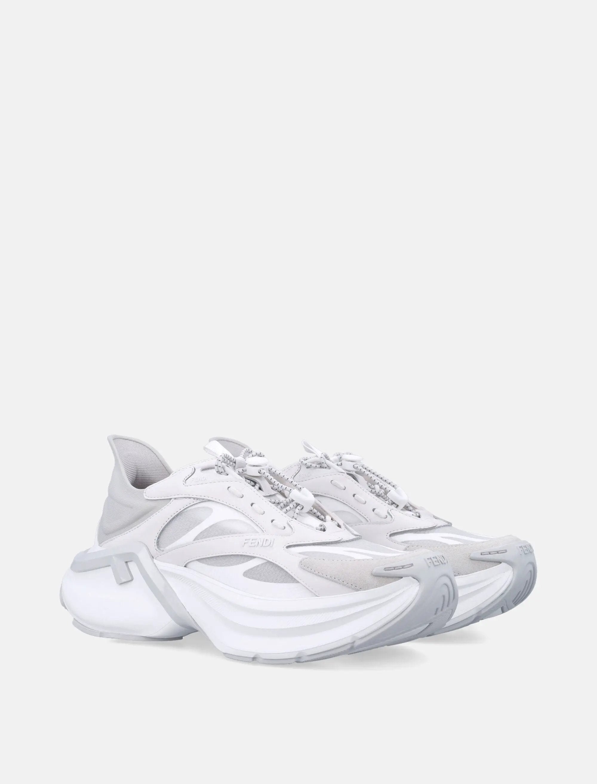 Оригінальна F Light White Leather And Mesh Womans Sneakers Fendi – детальний вид