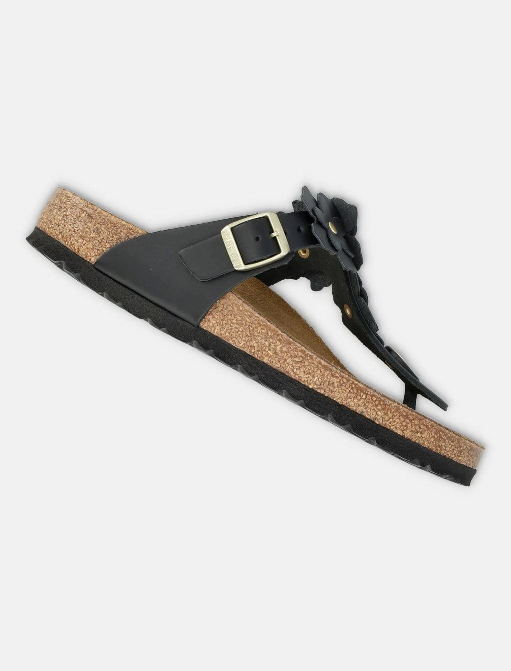 Оригінальна Birkestock Gizeh Black Leather Flower Sandals Birkenstock – детальний вид