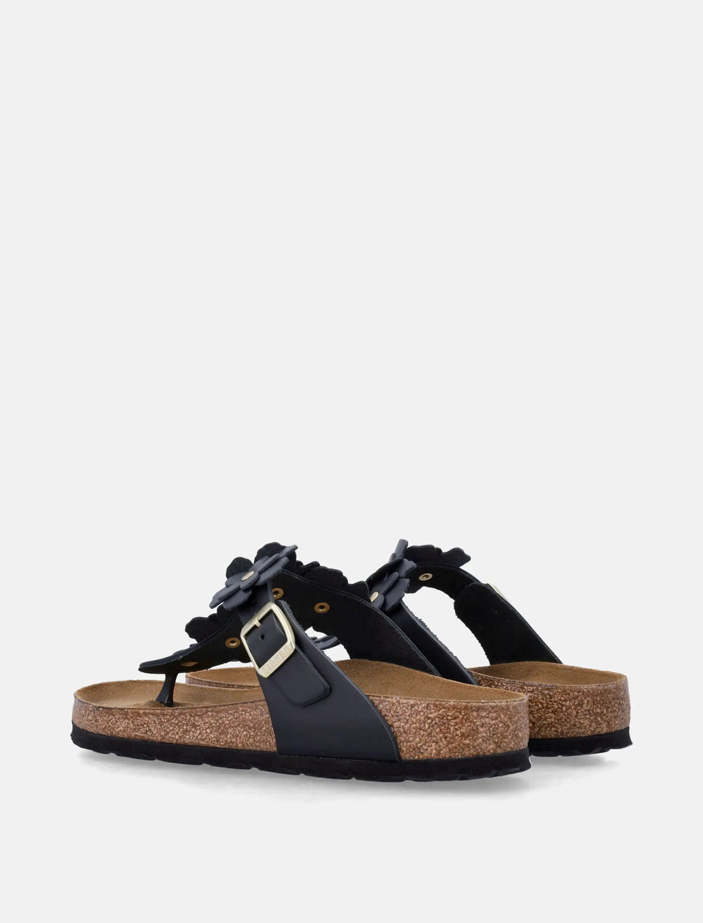 Оригінальна Birkestock Gizeh Black Leather Flower Sandals Birkenstock – збільшений вид