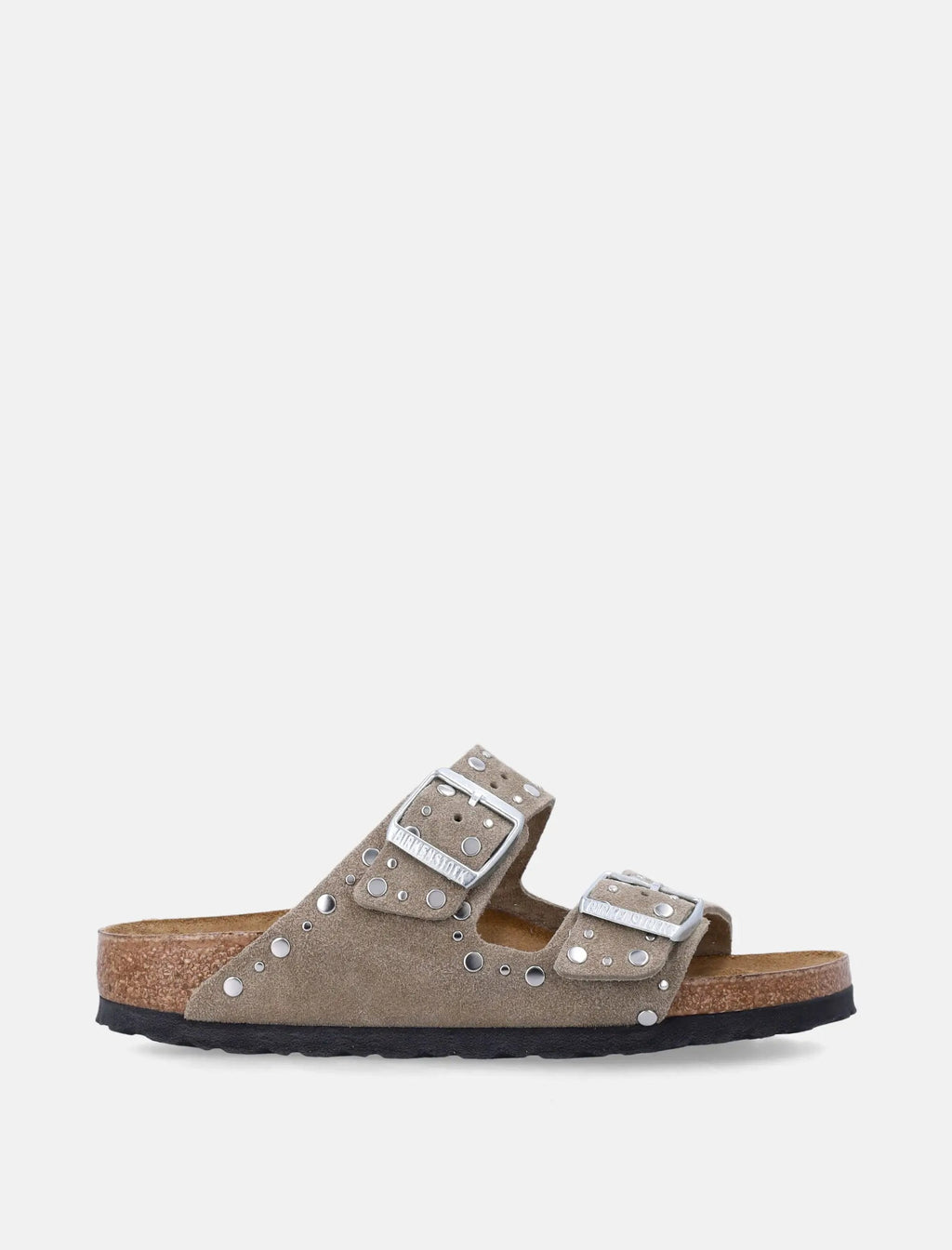 Arizona Rivet Taupe Suede Leather Sandals Birkenstock – Гарантія оригінальності – боковий вид