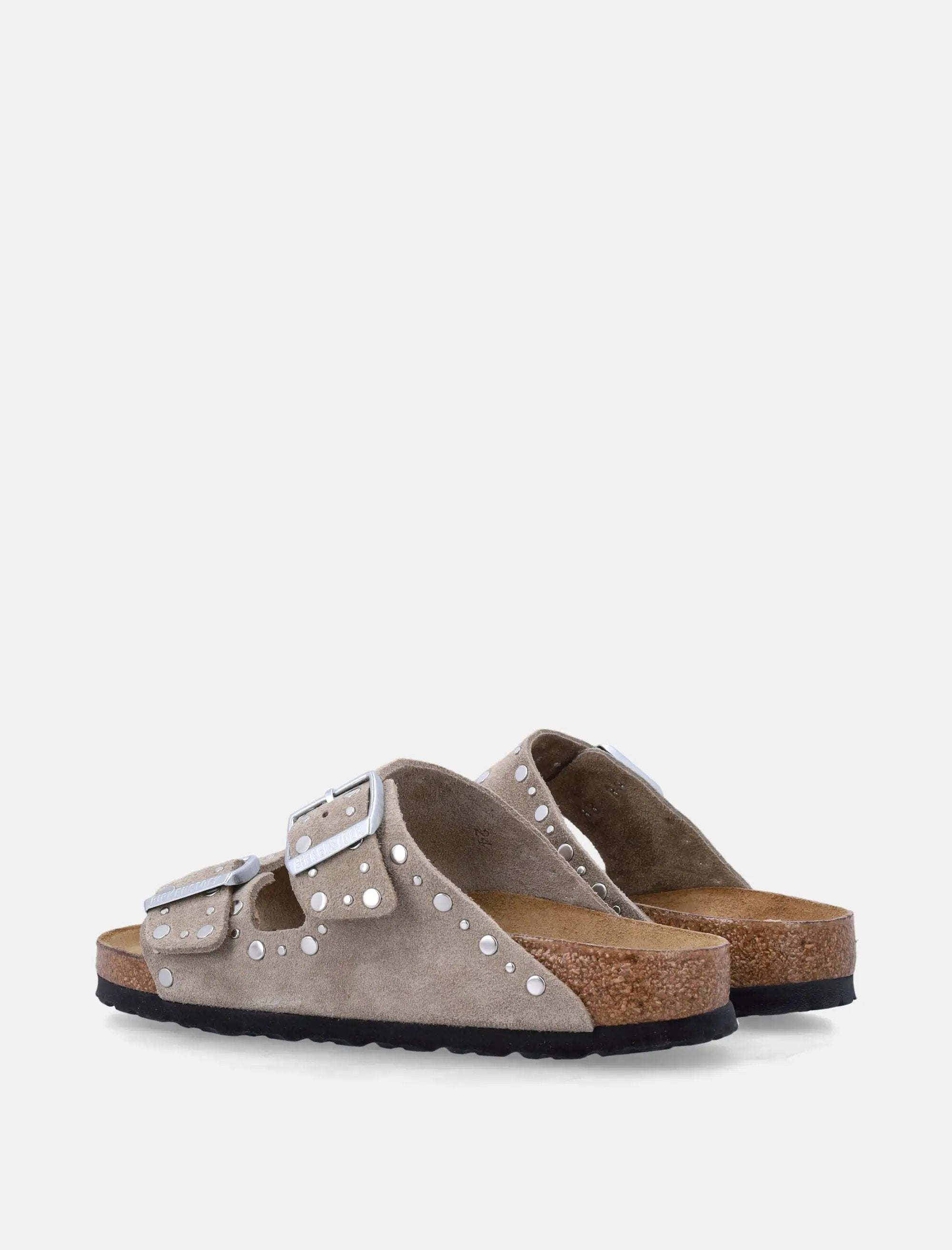 Arizona Rivet Taupe Suede Leather Sandals Birkenstock – Гарантія оригінальності – збільшений вид - BIRKENSTOCK