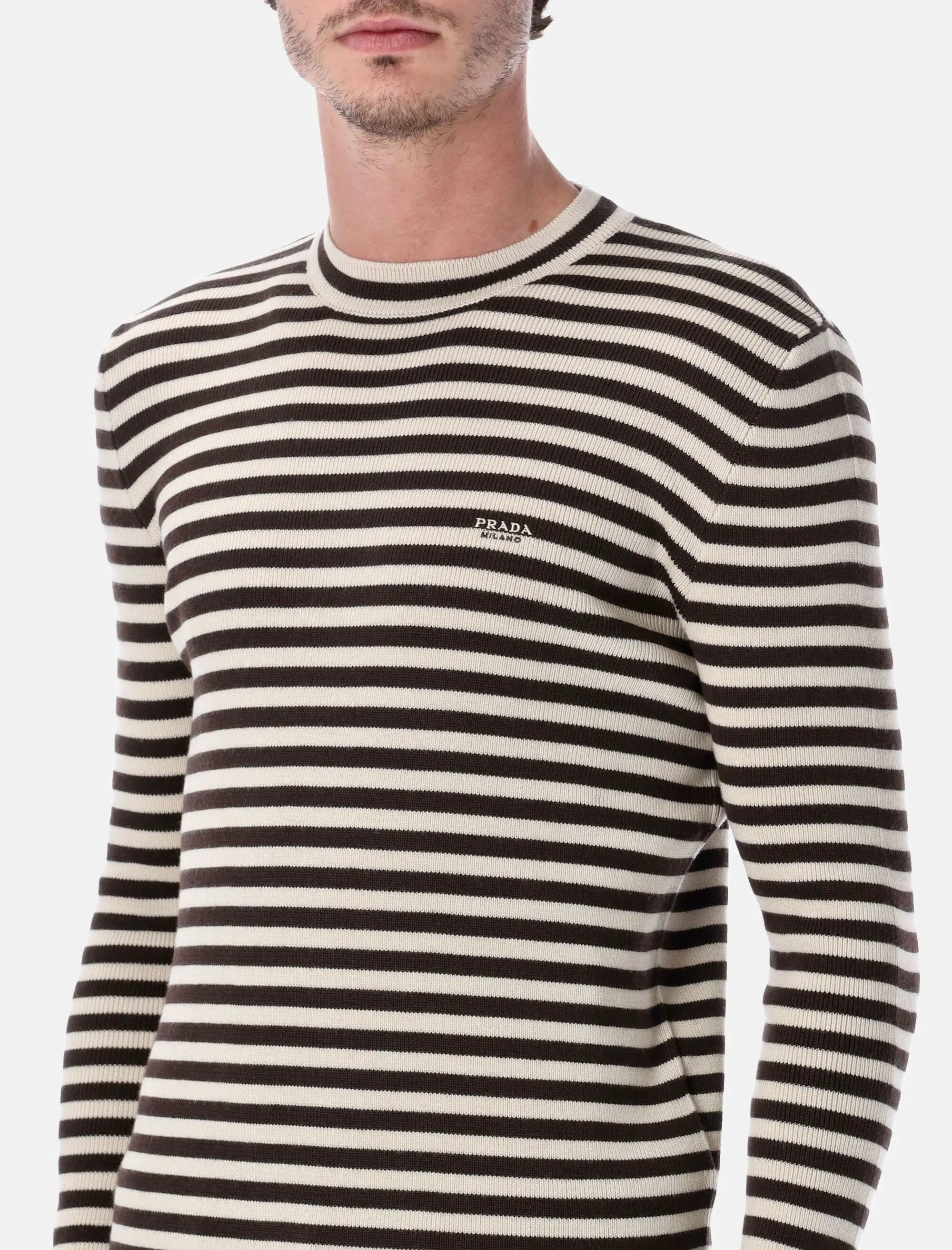 Superfine Wool Striped Crew Neck Sweater Prada оригінал – Купити в Україні – детальний вид