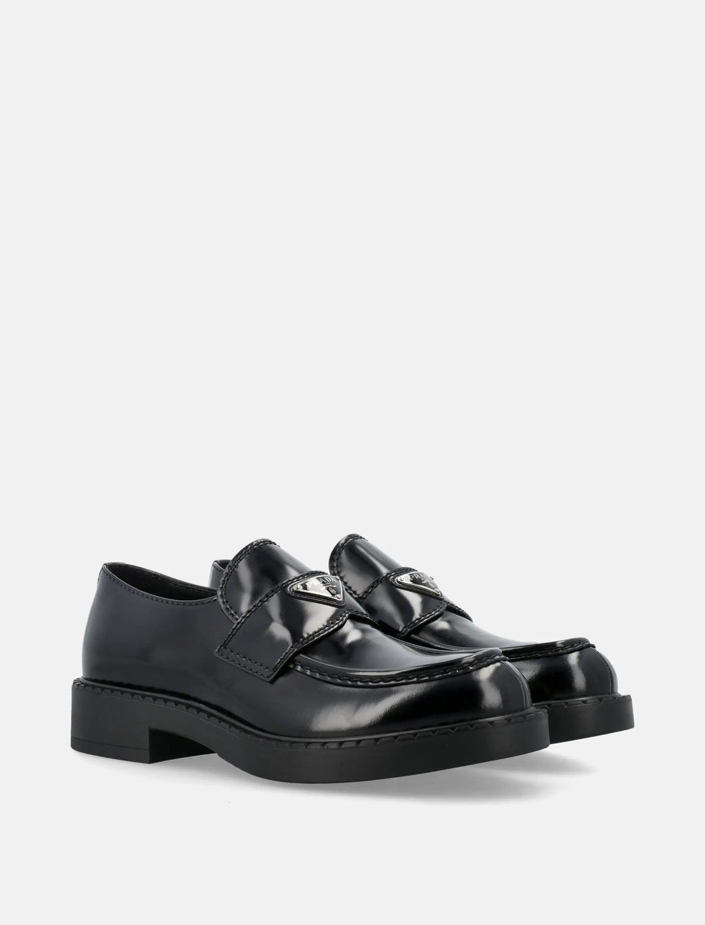 Оригінальна Chocolate Brushed Leather Loafers Prada – вид ззаду
