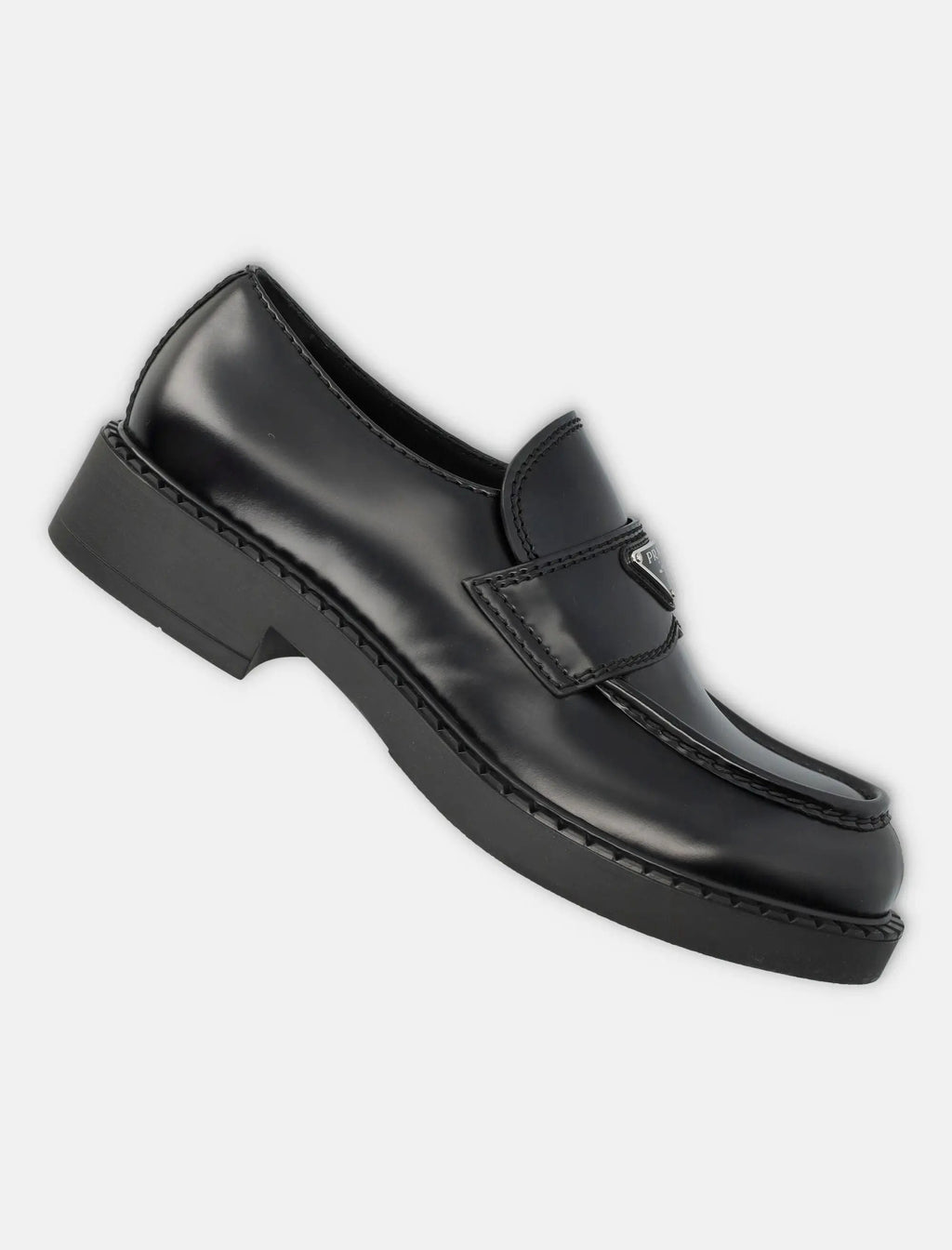 Оригінальна Chocolate Brushed Leather Loafers Prada – детальний вид