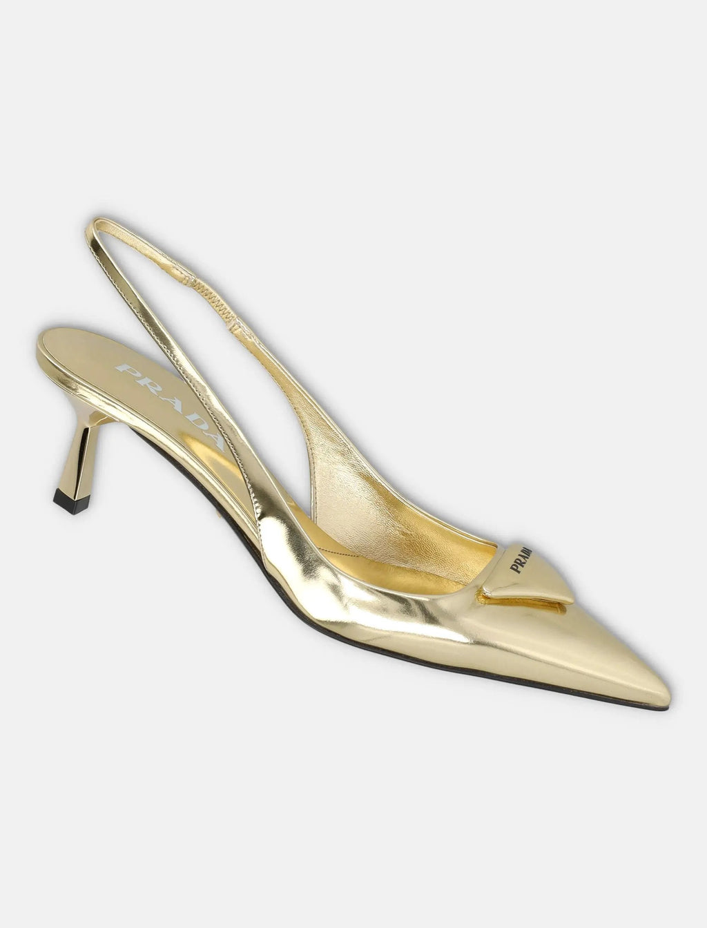 Оригінальна Platinum Patent Leather Slingback Pumps Prada – детальний вид