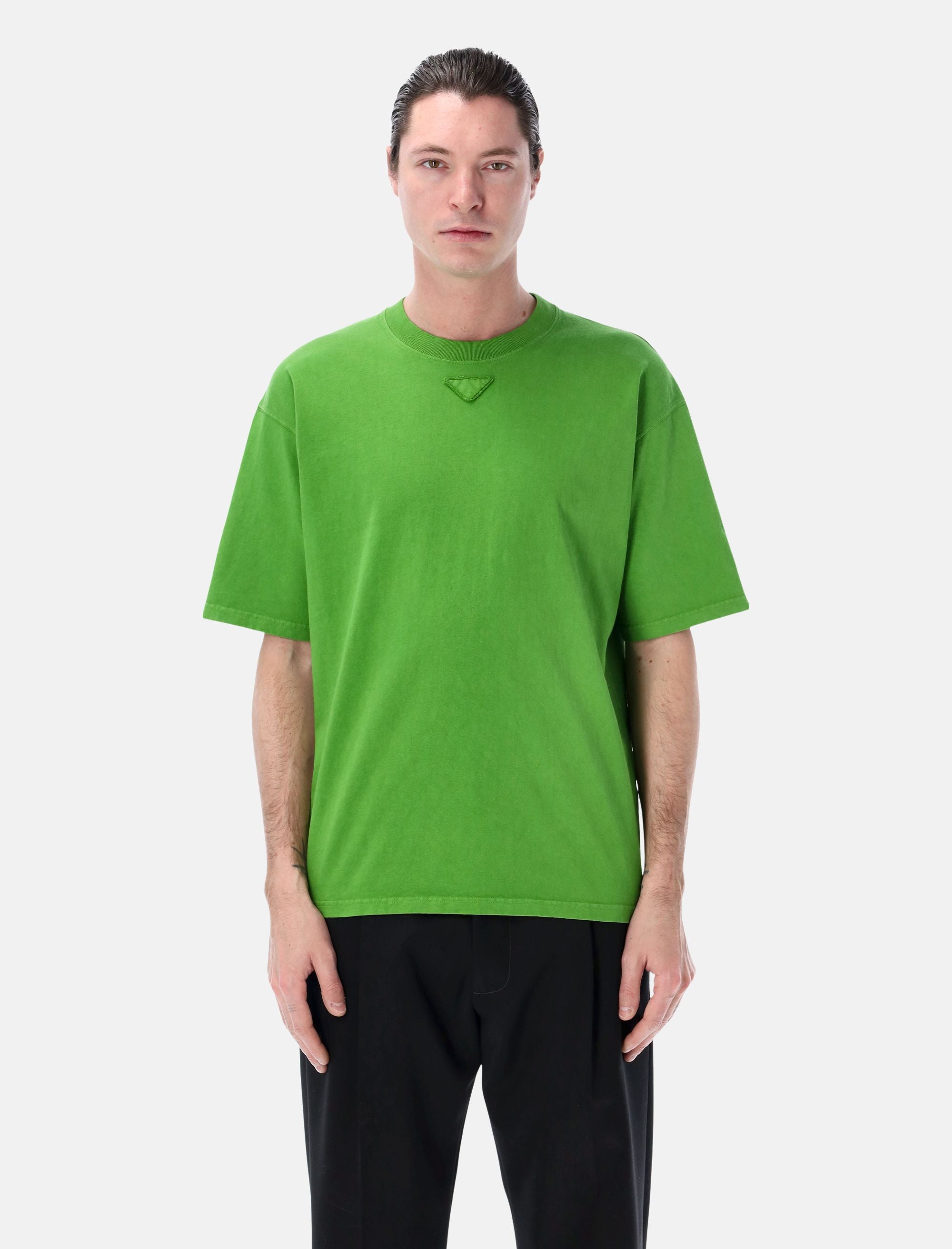 Logo Cotton Jersey T Shirt Prada – Гарантія оригінальності – боковий вид