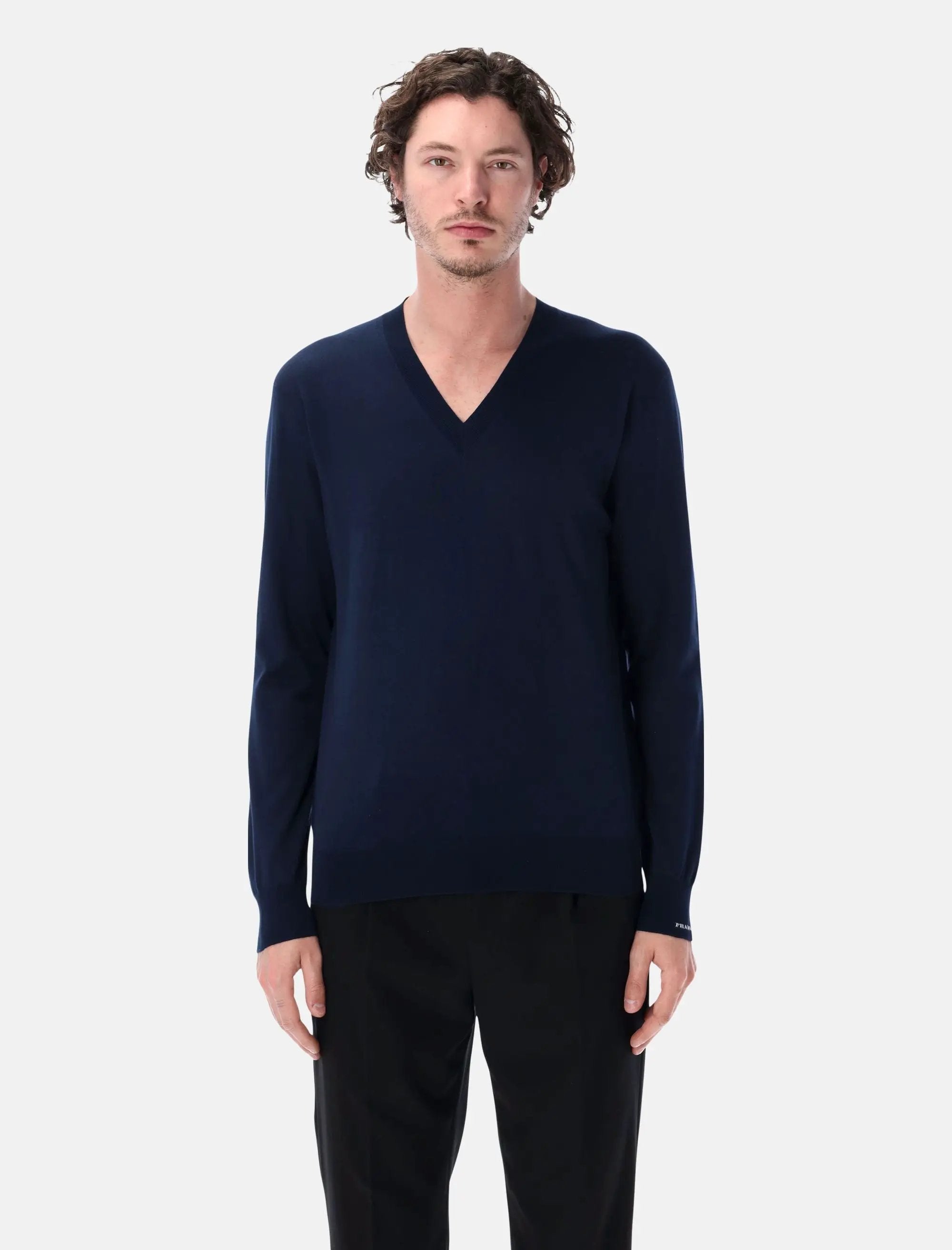 Cotton V Neck Sweater Prada оригінал – Купити в Україні – боковий вид