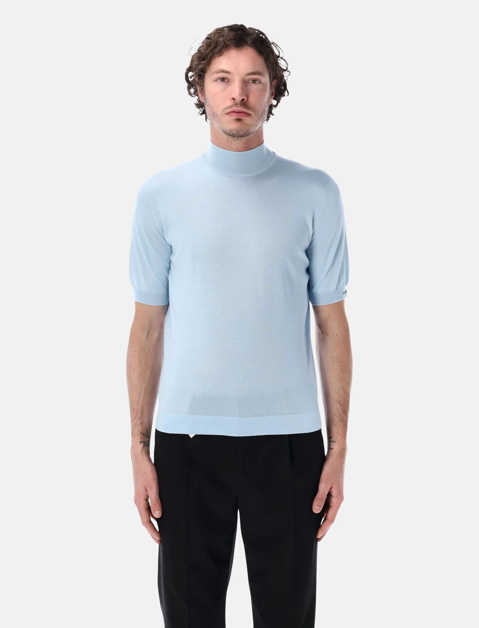 Short Sleeved Cotton Sweater Prada – Гарантія оригінальності – боковий вид