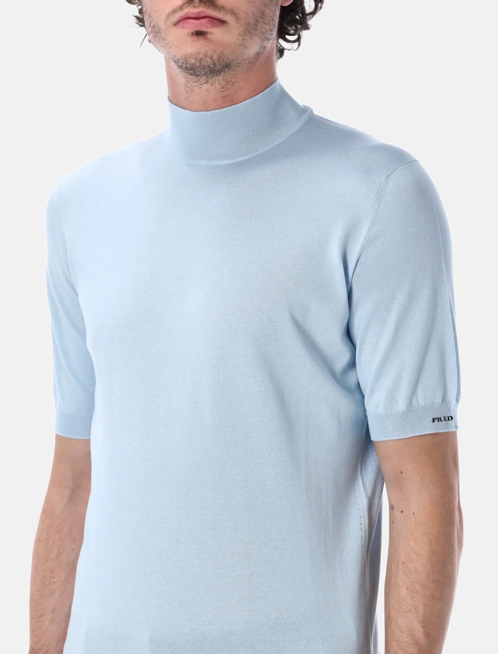 Short Sleeved Cotton Sweater Prada – Гарантія оригінальності – детальний вид