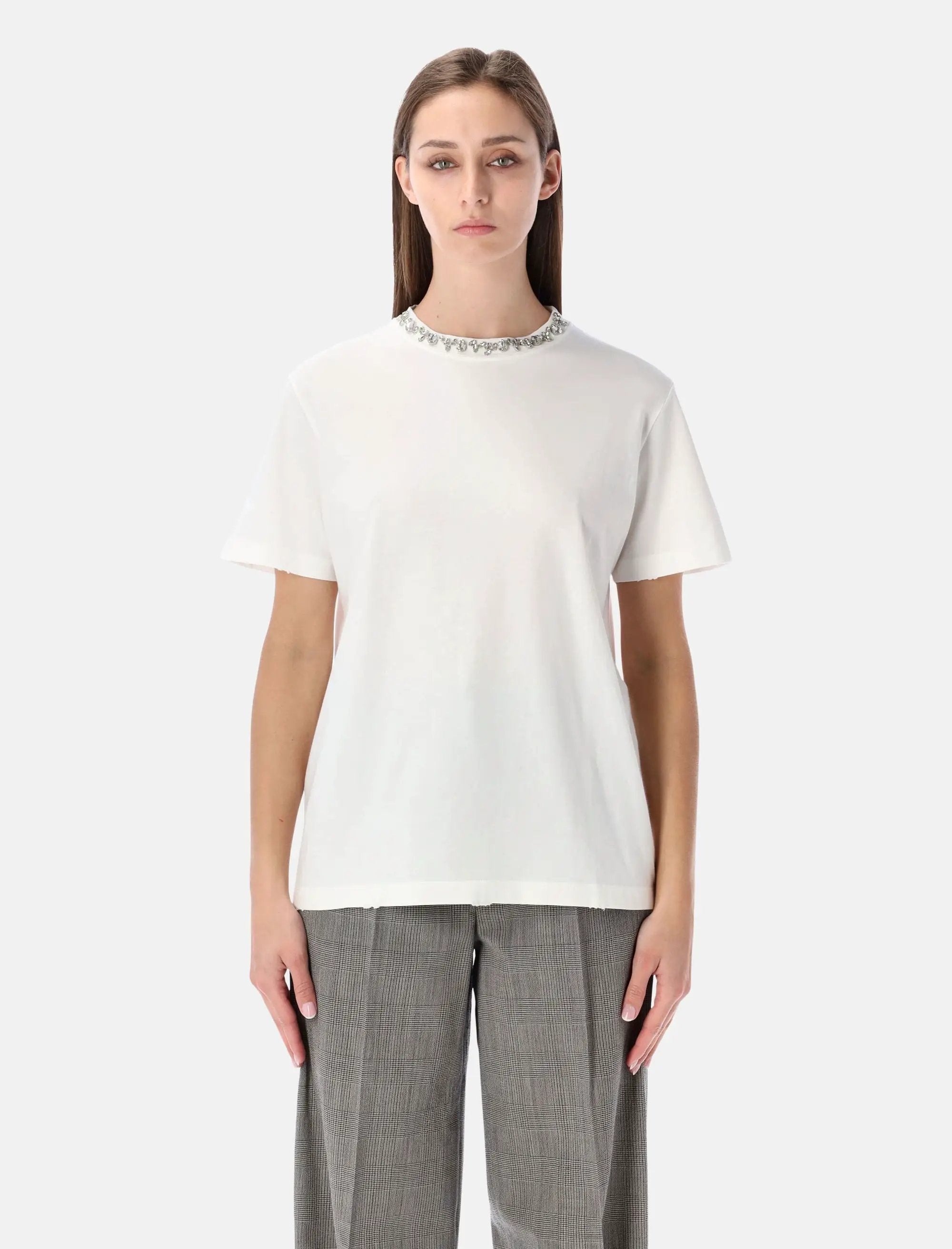 White Crystal Detail T Shirt Golden goose – Гарантія оригінальності – боковий вид