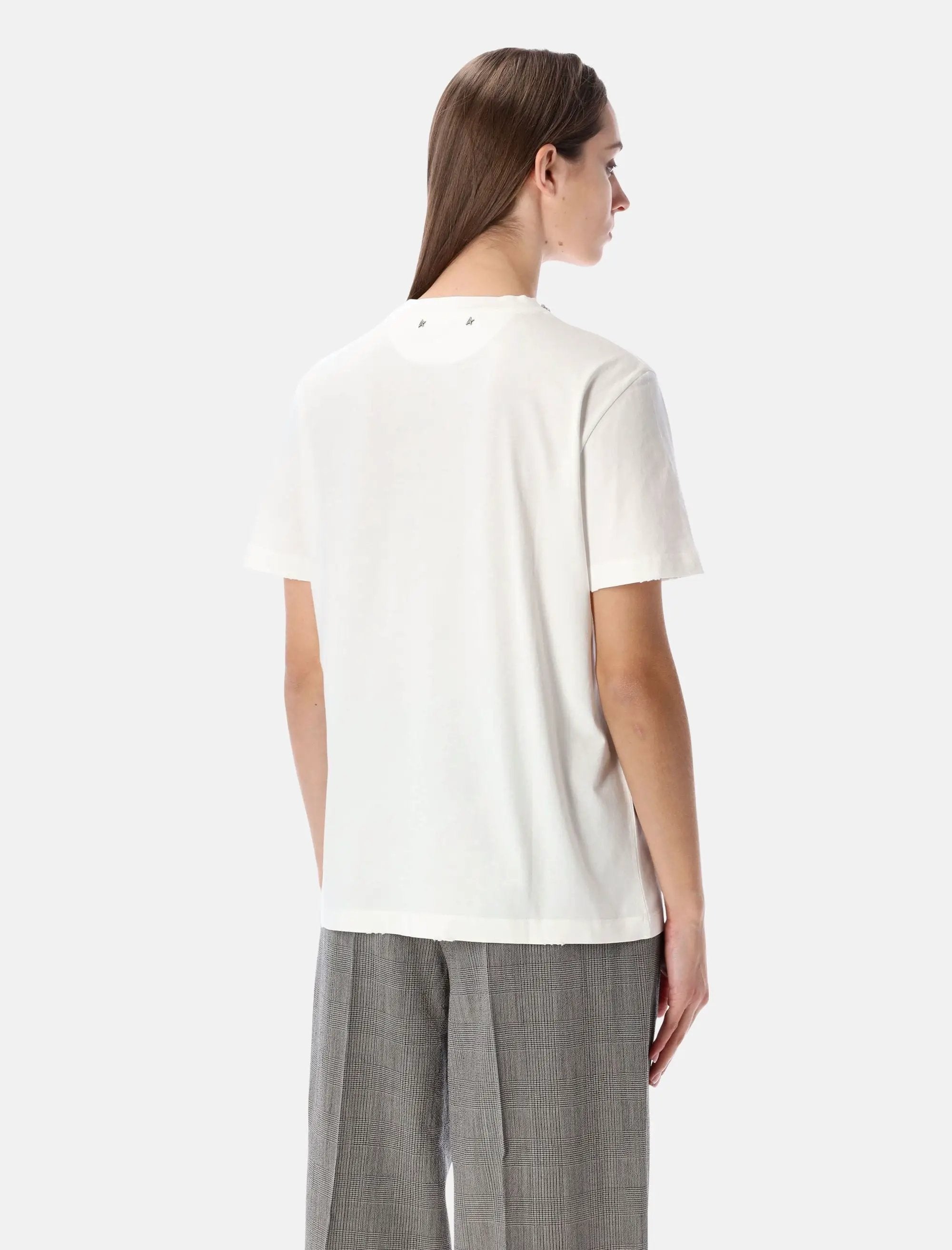 White Crystal Detail T Shirt Golden goose – Гарантія оригінальності – вид ззаду