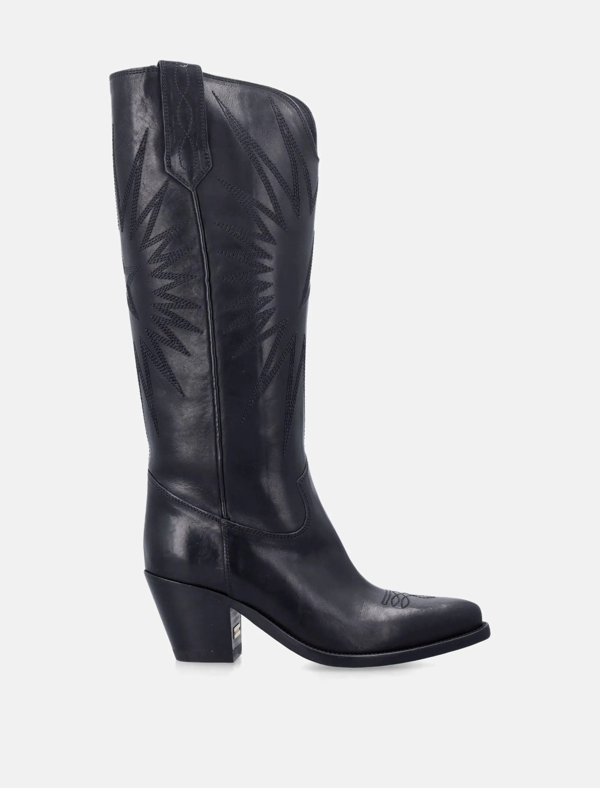 Wish Star Black Leather Boots Golden goose – Гарантія оригінальності – боковий вид