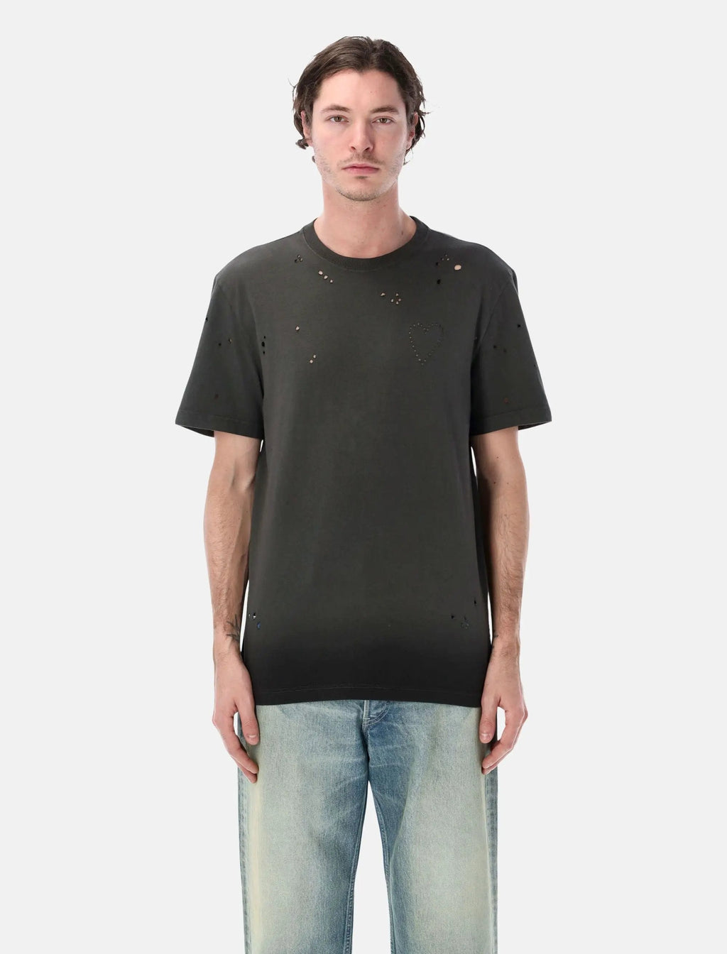 Distressed Heart T Shirt Golden goose – Гарантія оригінальності – боковий вид