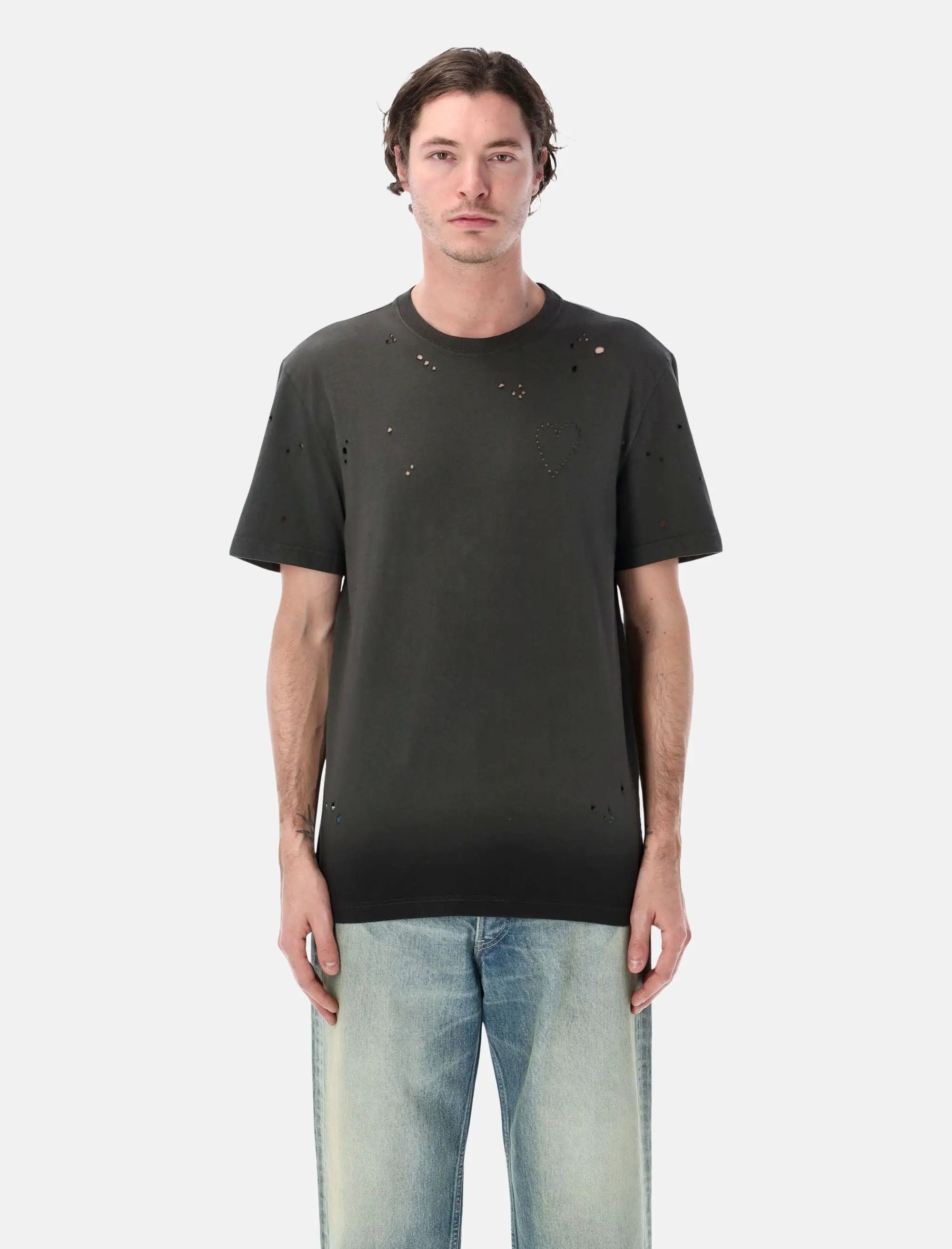 Distressed Heart T Shirt Golden goose – Гарантія оригінальності – боковий вид